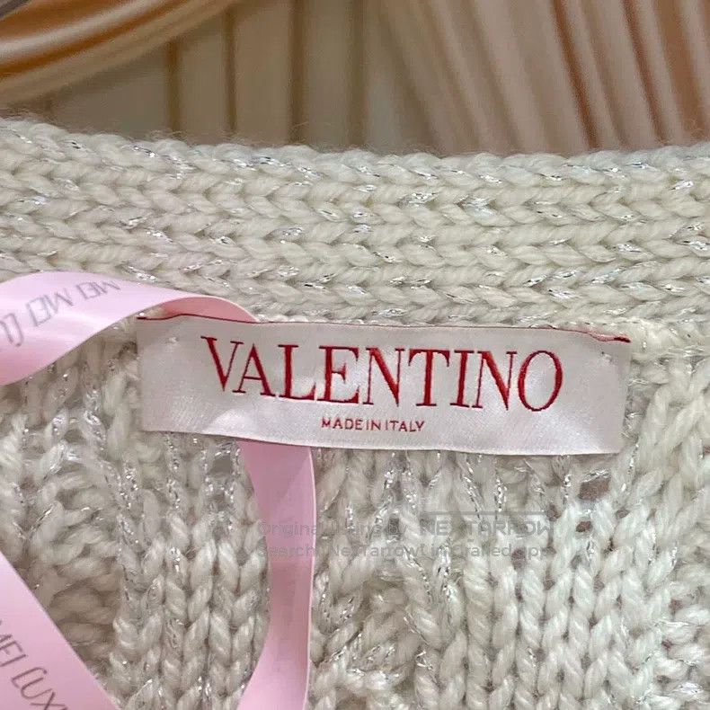 Valentino Valentino Off-white sequined jacquard wool knitted cardiga Size XXS / US 00 / IT 34 - 3 Thumbnail