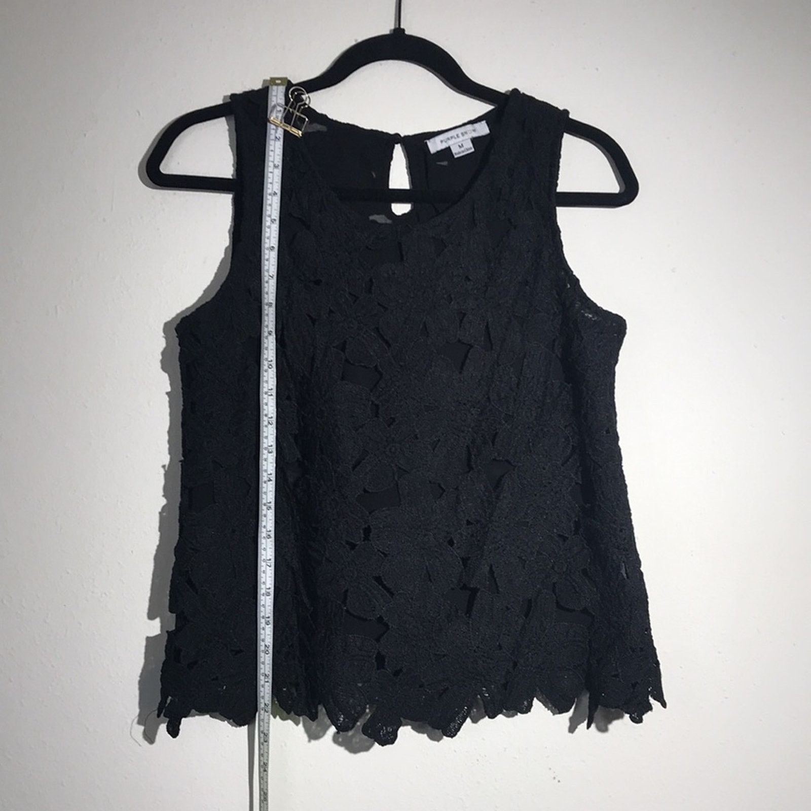 Other Purple Snow Black Lace Overlay Blouse Medium Size M / US 6-8 / IT 42-44 - 2 Thumbnail