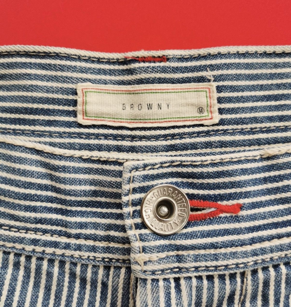 Vintage Browny Japan Hickory Stripe Carpenter Distressed Jeans Size US 32 / EU 48 - 8 Thumbnail