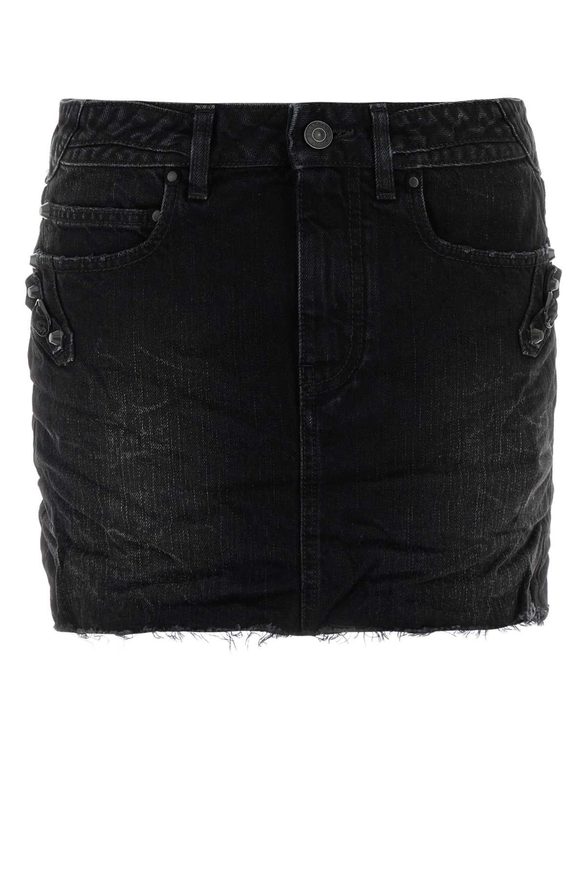Balenciaga Black Denim Mini Skirt Size 28" / US 6 / IT 42 - 1 Thumbnail