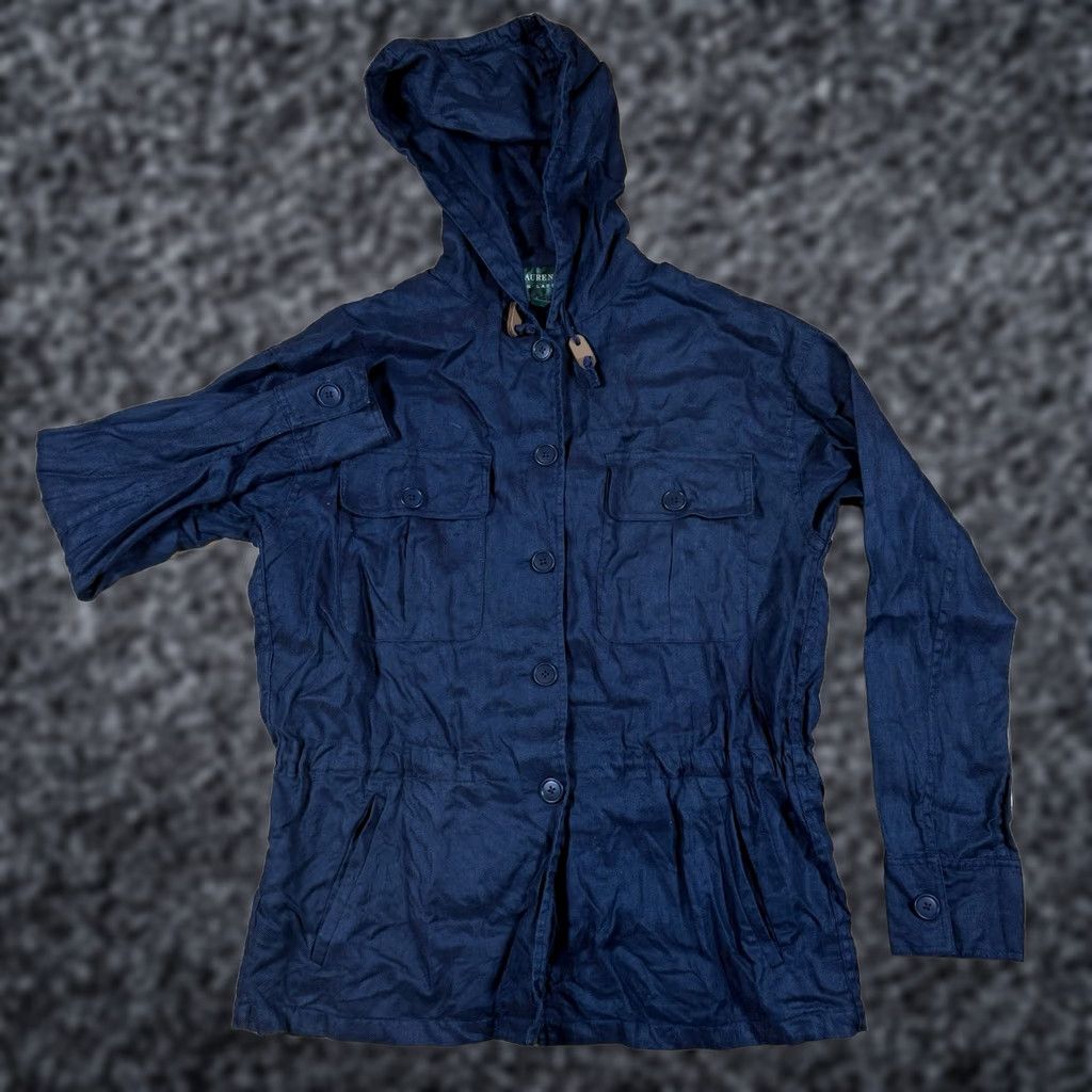 Ralph Lauren VINTAGE Ralph Lauren Linen Utility Jacket Hooded Navy Womens S Small Blue Linen Utility Jacket Hooded Womens S Small Blue Ralph Lauren Size S / US 4 / IT 40 - 1 Thumbnail