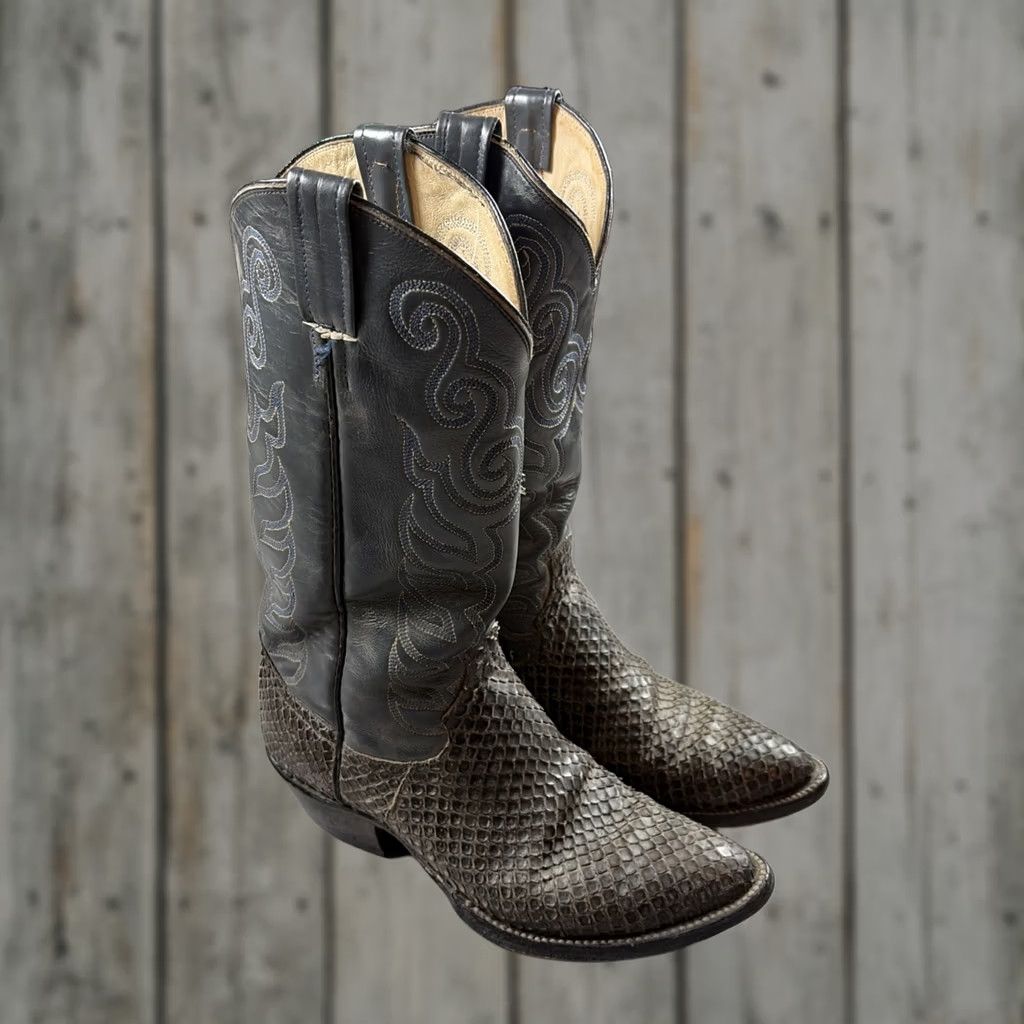 Vintage VINTAGE Ortho O’Sullivan Snakeskin Brown Cowboy Boots Size 7 D Western Cowgirl Mens Size US 7 / EU 40 - 1 Thumbnail