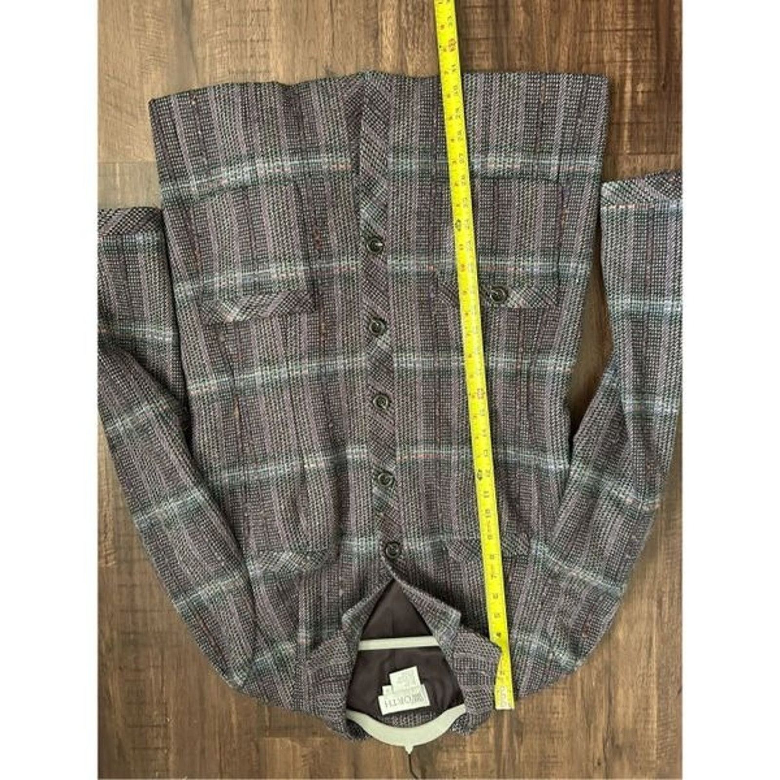Worthington WORTH Wool/Silk Purple White Red Plaid Button Coat, Size 16 Size XXL / US 16-18 / IT 52-54 - 6 Thumbnail