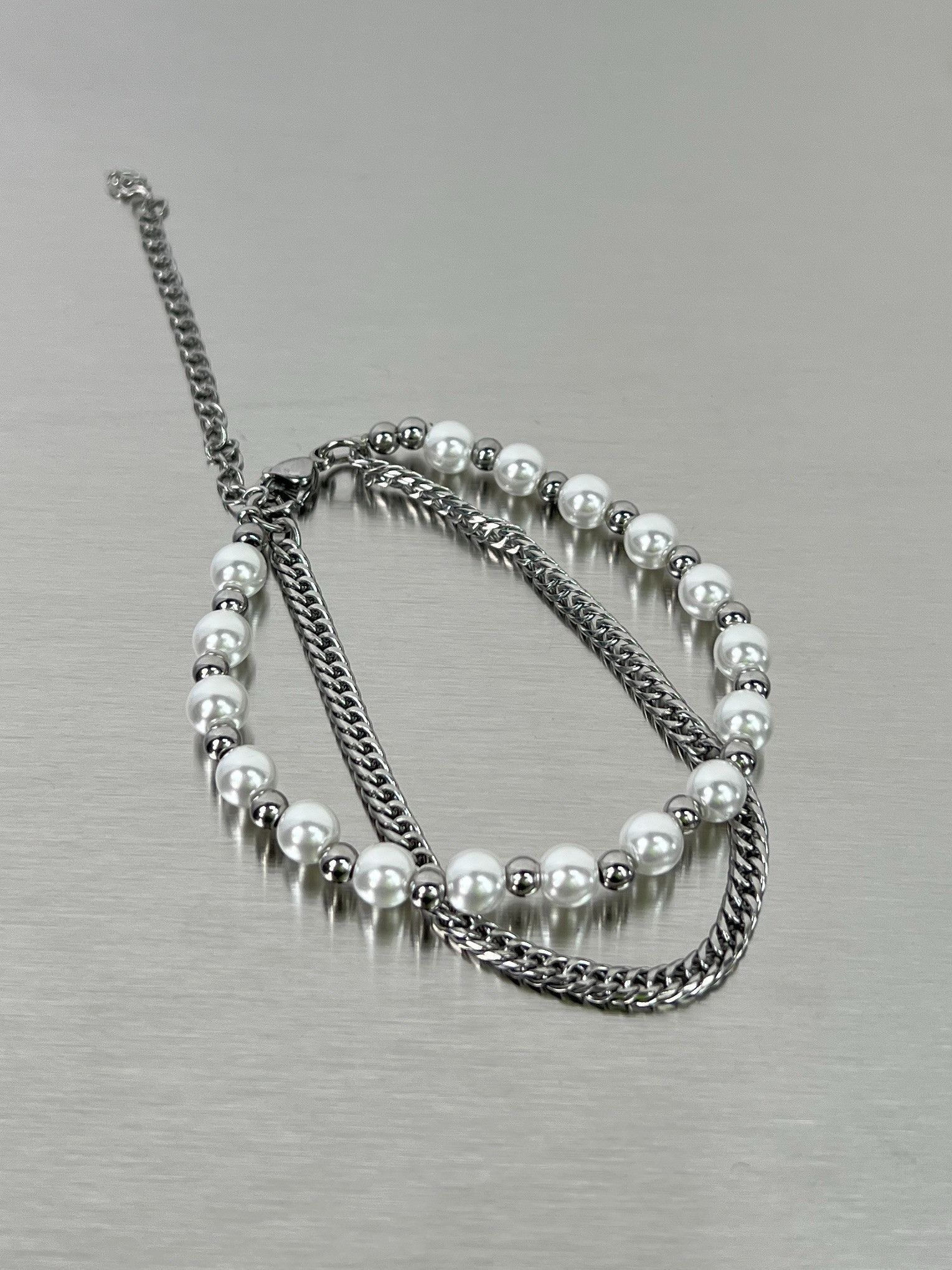 Jewelry × Vintage Hip hop double pearl chain bracelet for men Size ONE SIZE - 2 Thumbnail