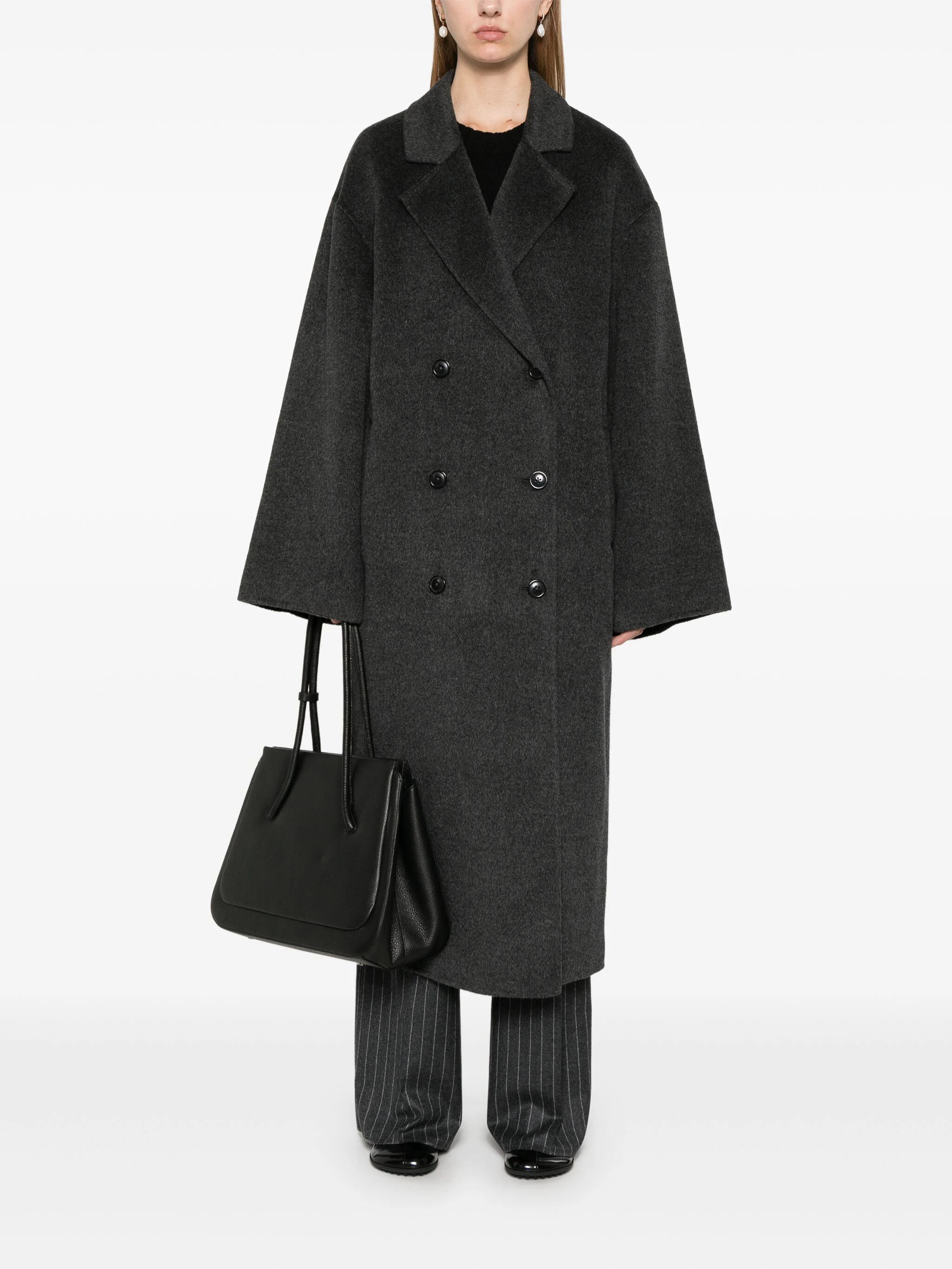 Loulou de Saison o1s22i1n1024 Long Wool Cashmere Coat in Grey Size M / US 6-8 / IT 42-44 - 2 Thumbnail