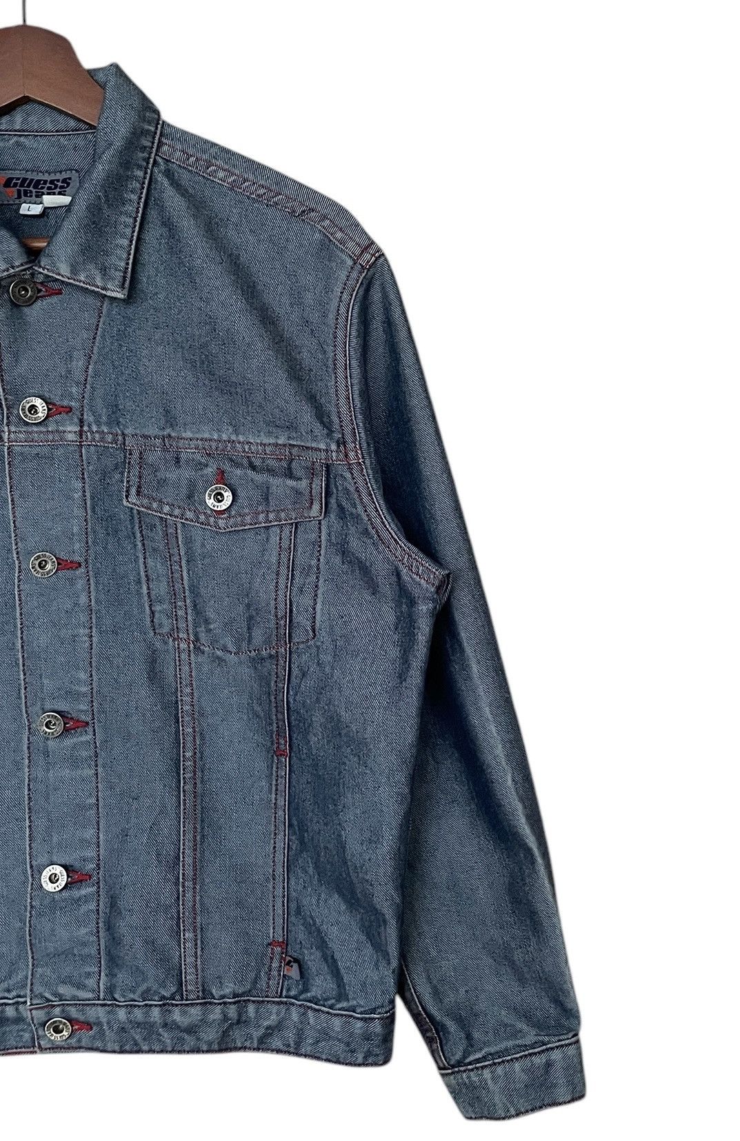 Guess × Vintage Vintage Brand Guess Made In Usa Waxed Denim Jacket 1990s Size US L / EU 52-54 / 3 - 4 Thumbnail