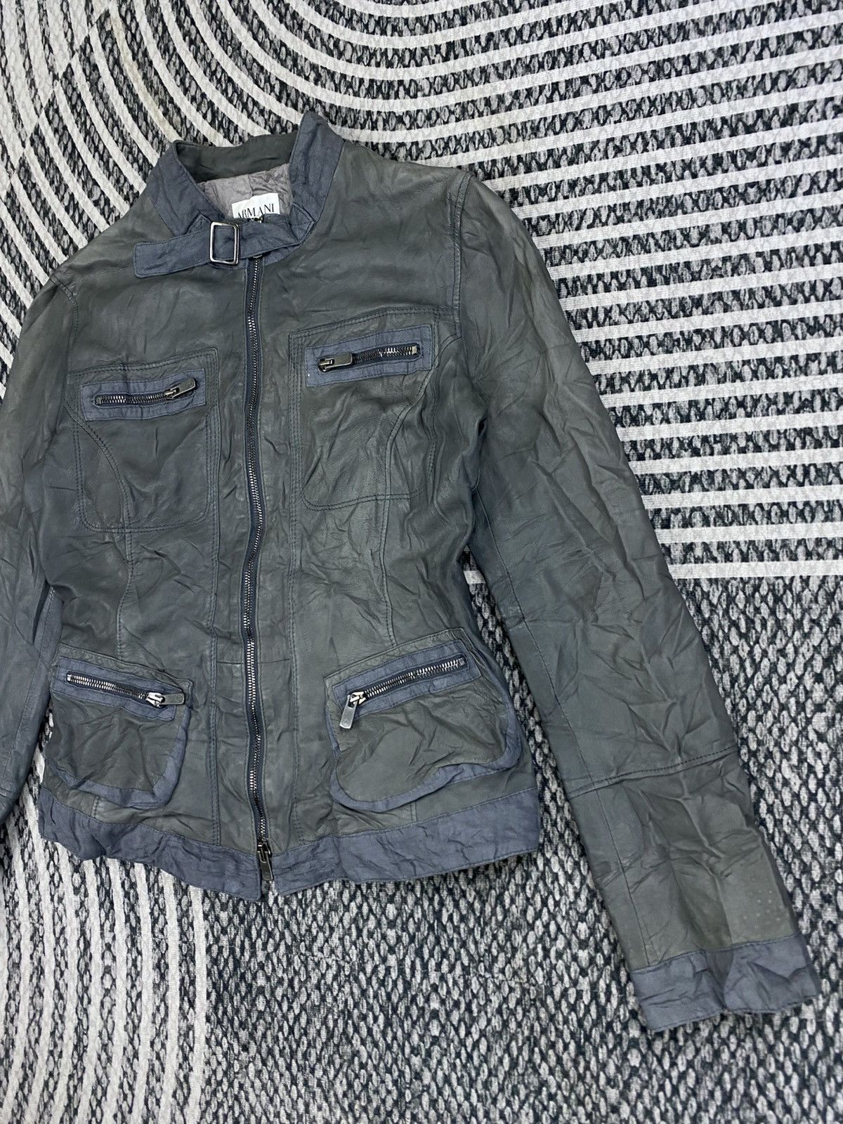 Armani Vintage Armani Collezioni Zip-Up Rider Suede Leather Jacket Size S / US 4 / IT 40 - 4 Thumbnail
