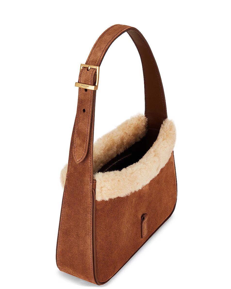 Saint Laurent Paris o1bcso1str0325 Size: OS/Le 5 A 7 In Suede Shearling in Brown Size ONE SIZE - 4 Thumbnail