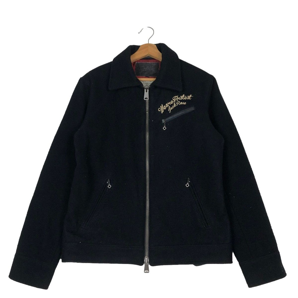 Japanese Brand 🔥VINTAGE WOOL BIKER JACKET JACKROSE BIG LOGO PUNK DESIGN Size US M / EU 48-50 / 2 - 2 Thumbnail