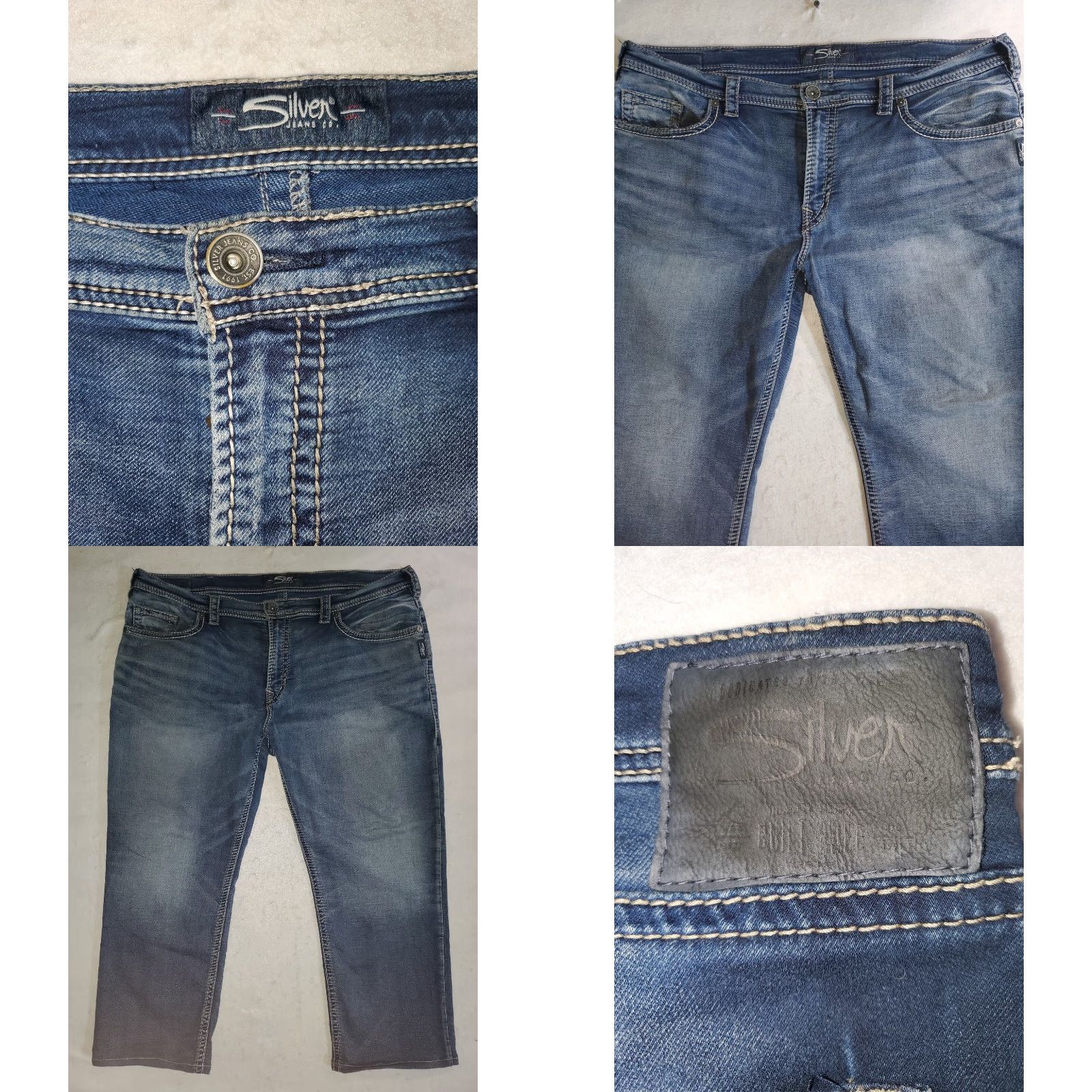 Silver Jeans Co. VINTAGE Silver Jeans Grayson Jeans Classic Medium Wash Mens Sz 40 Capri Length 2 Pair Modified Length Men 40 Blue Denim 5-Pocket Bootcut Capris Size US 40 / EU 56 - 8 Thumbnail