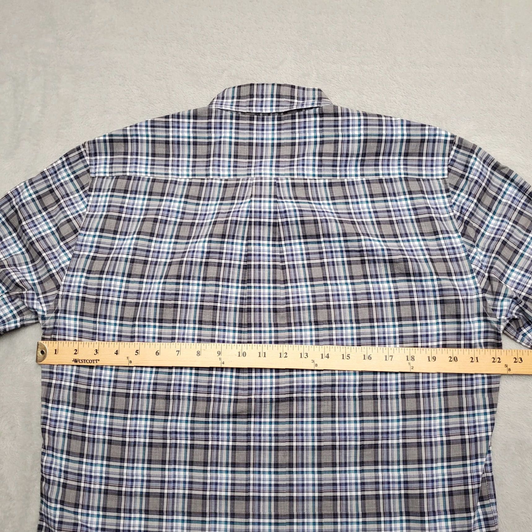 johnnie-O Johnnie-O Shirt Mens M Gray Blue Plaid 100% Cotton Long Sleeve Button-Up Casual Classic Size US M / EU 48-50 / 2 - 7 Thumbnail