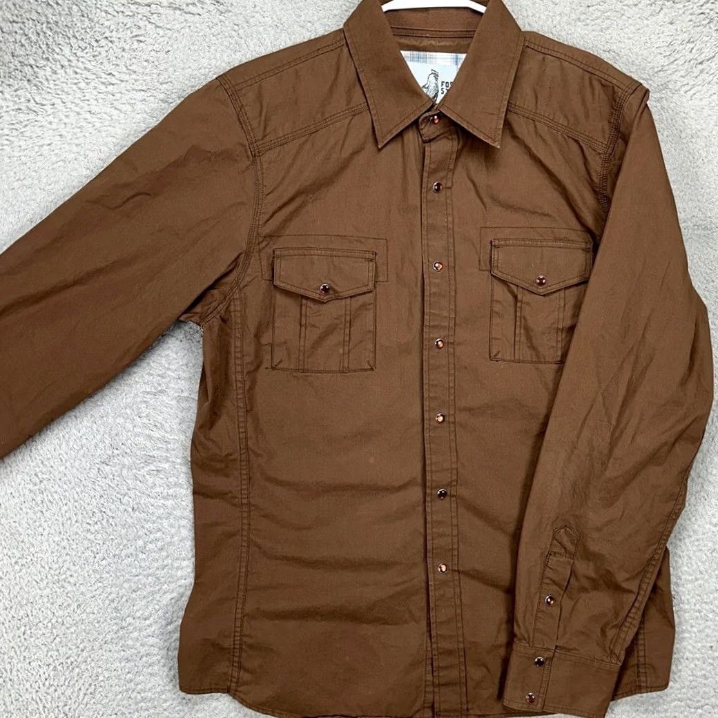 Fossil Fossil Pearl Snap Western Shirt Men XL Brown Button-Up Flap Pockets Casual Vintage (Pre-Owned) Size US XL / EU 56 / 4 - 2 Thumbnail