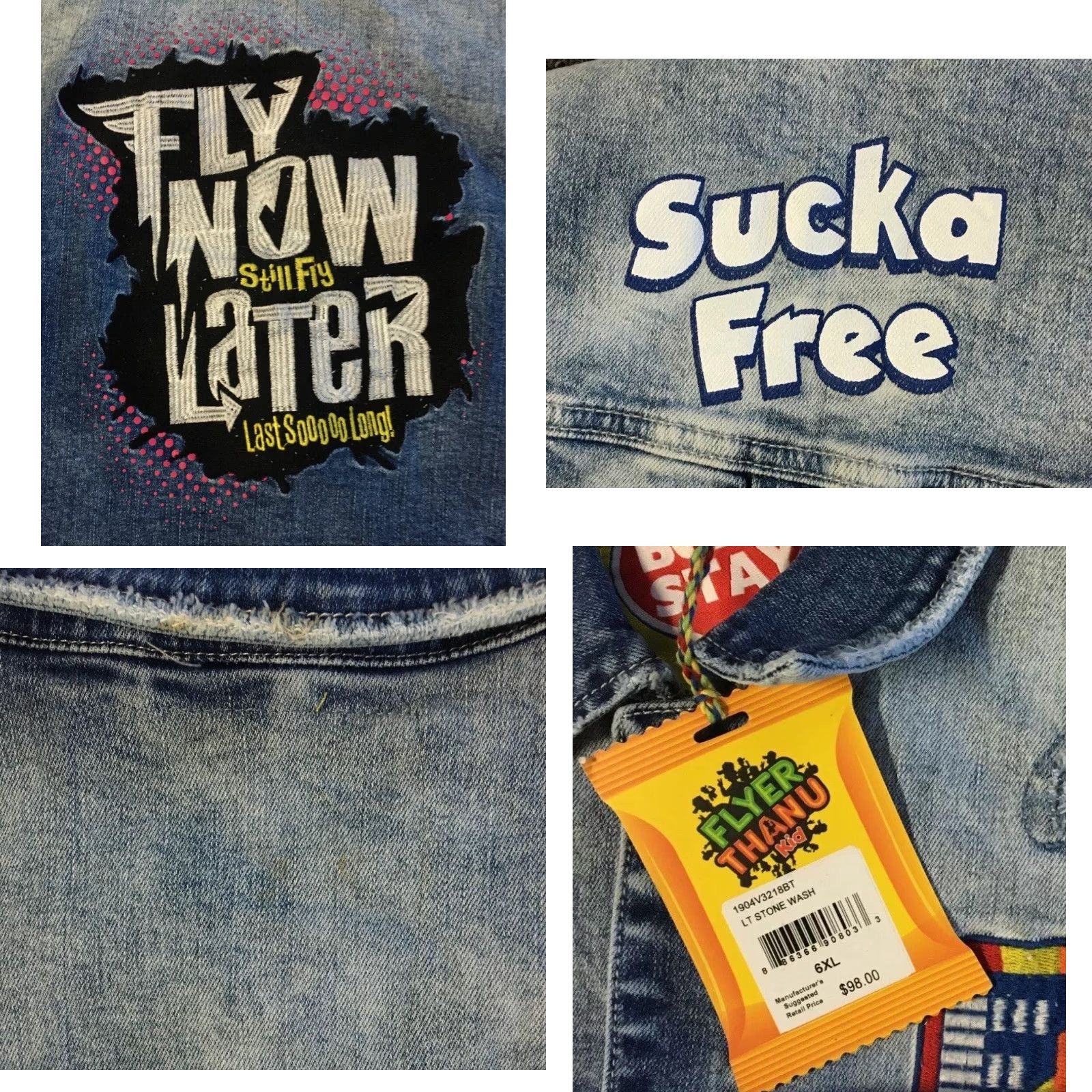 Born VINTAGE Born Fly Faded Distress Candy Denim Vest 6XL Hip Hop NYC Grunge 80s 90s Motorcycle Trucker Streetwear USA Men Blue Vest Size US XXL / EU 58 / 5 - 8 Thumbnail