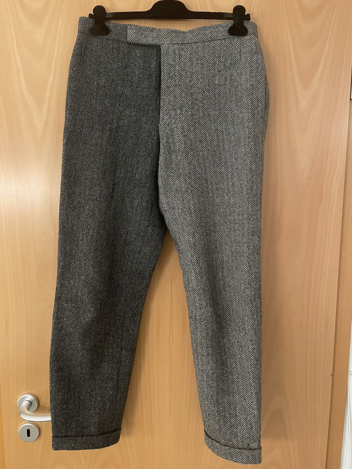 image of Thom Browne Fw2014 Fun Mix Herringbone Trousers in Grey, Men's (Size 32)