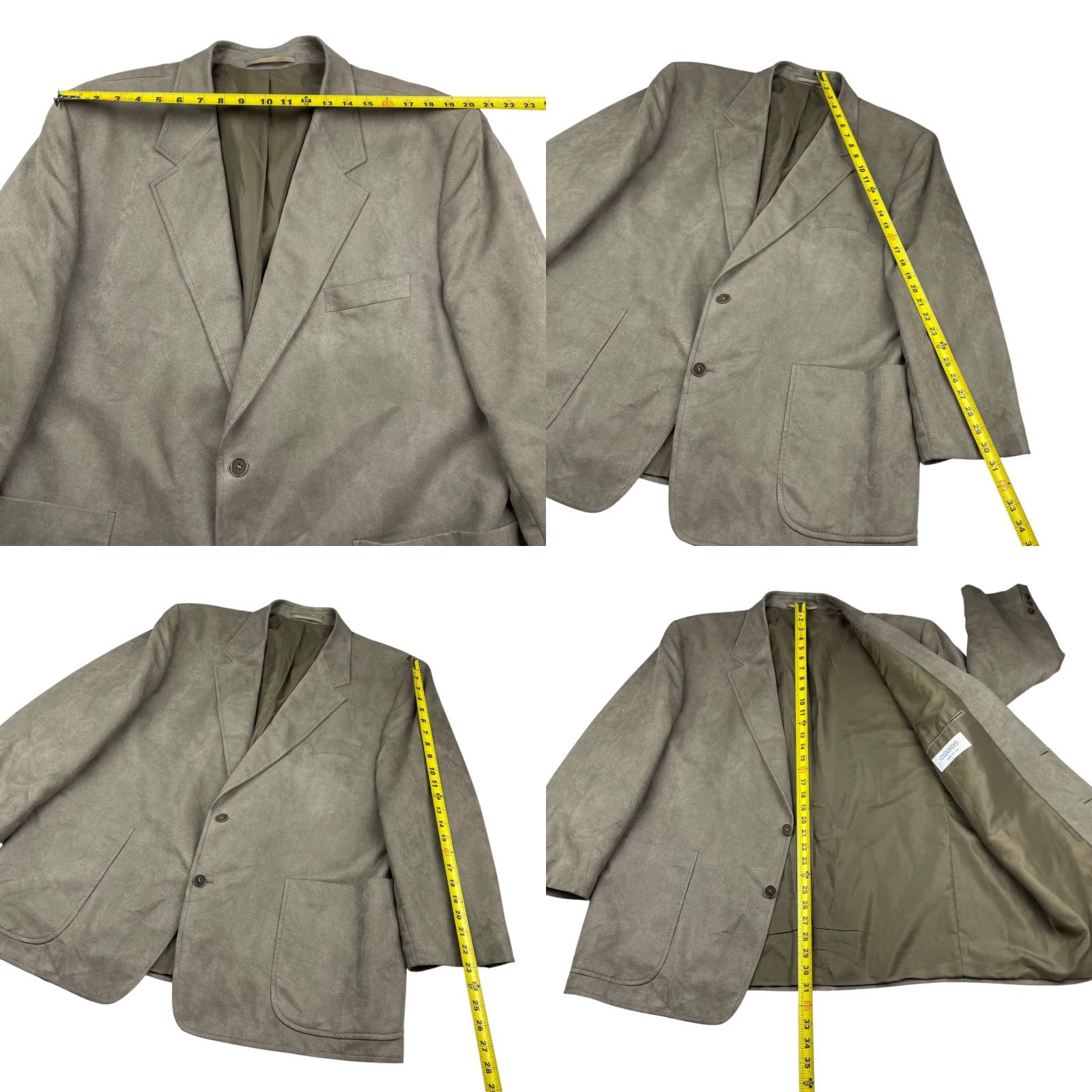 Vintage Canda Men’s Faux Suede Blazer Jacket Beige 48R Two-Button Notch Lapel Mens Regular Jacket Blazer Vintage No Size 48R - 8 Thumbnail