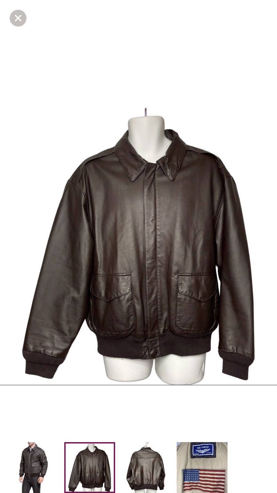 image of US Air Force Leather A-2 Flight Jacket in Brown, Men's (Size XL)