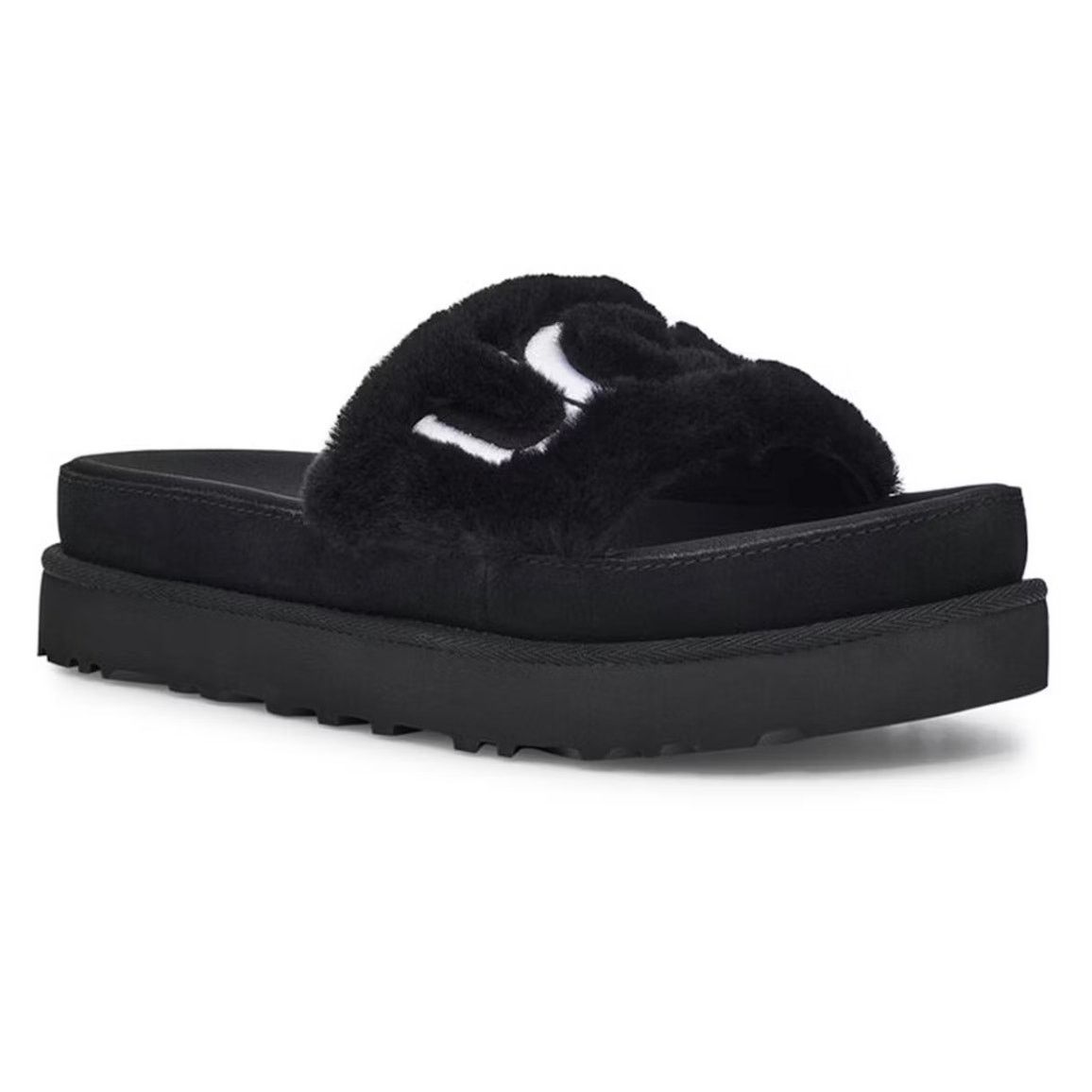 Ugg UGG Laton Fur Platform Slide Black Shearling Size 9 Size US 9 / IT 39 - 1 Thumbnail