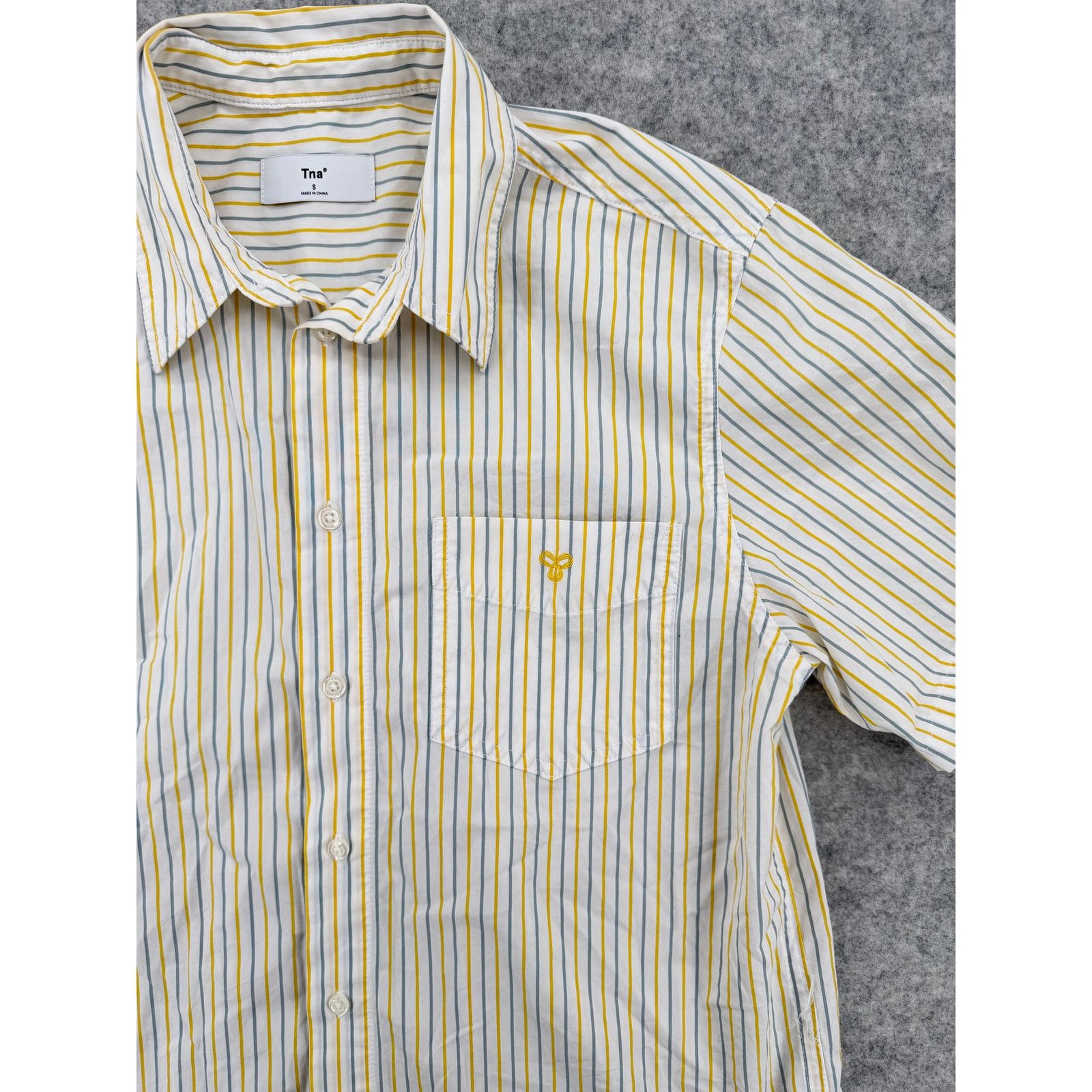 TNA Atrizia TNA Striped Cotton Short Sleeve Button Down Shirt Size S / US 4 / IT 40 - 3 Thumbnail