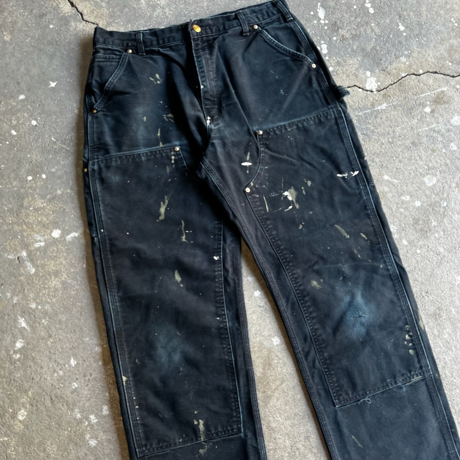 Carhartt × Vintage Carhartt faded black double knee work wear carpenter pants Size US 31 - 2 Thumbnail