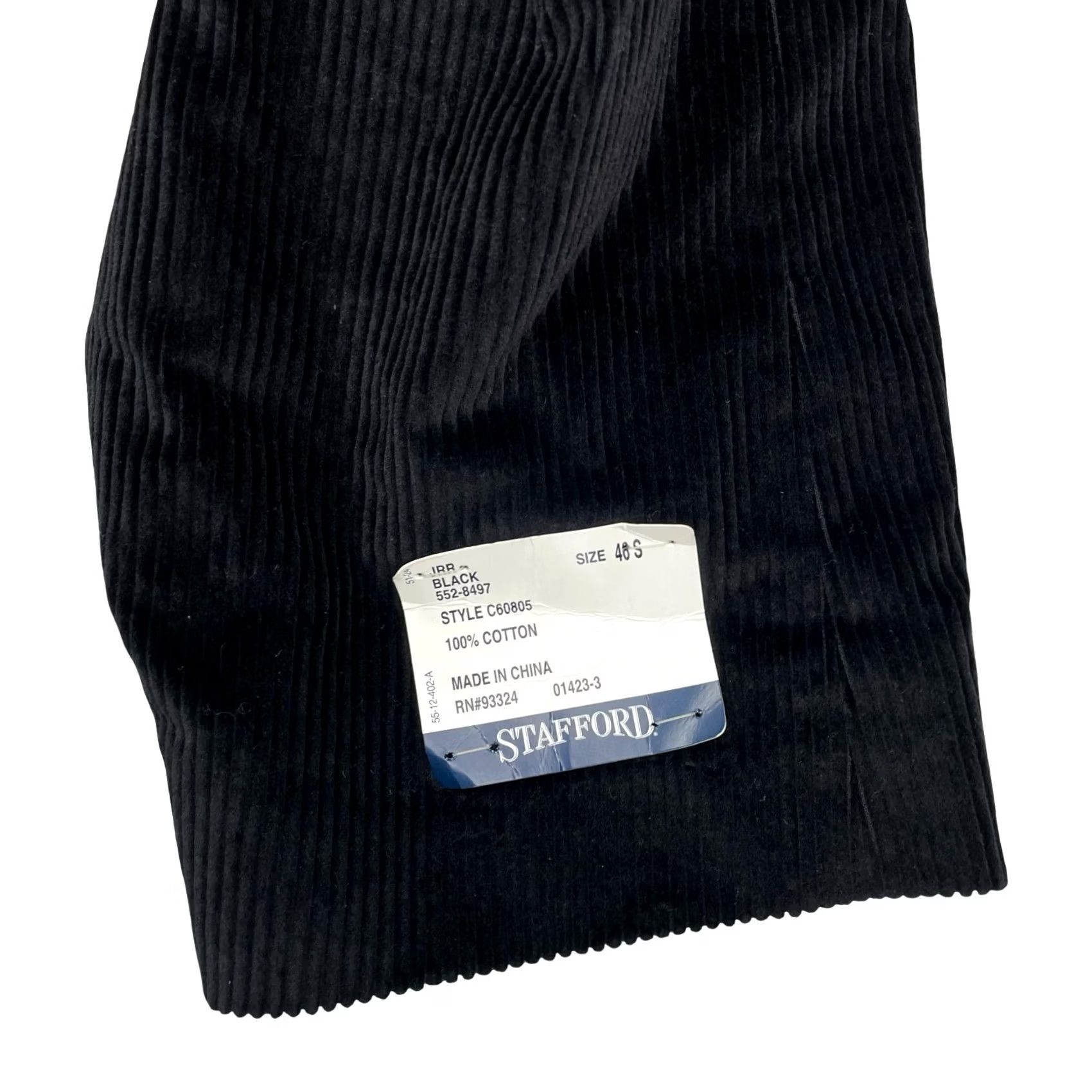 Stafford Stafford Black 100% Cotton Corduroy 2-Button Blazer Jacket 46S Men’s Blazer Cardigan? No. Size 46R - 5 Thumbnail