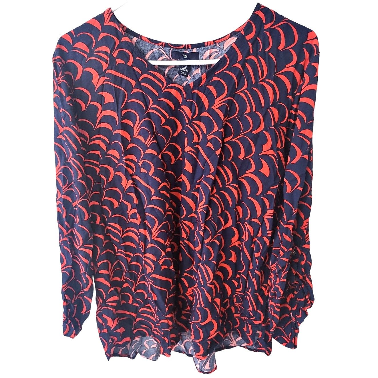 Gap Gap Navy and Red Geometric Patterned Blouse - XXL Size XXL / US 16-18 / IT 52-54 - 1 Thumbnail