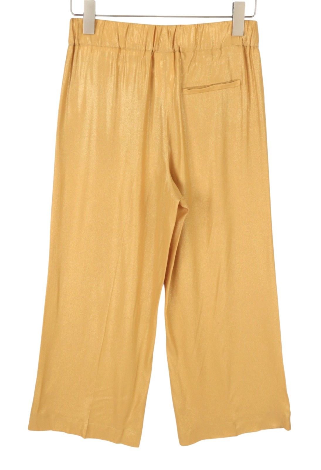 Max Mara W26 Yellow Gold Silk Glitter Cropped Trousers 88897 Size 26" / US 2 / IT 38 - 4 Thumbnail
