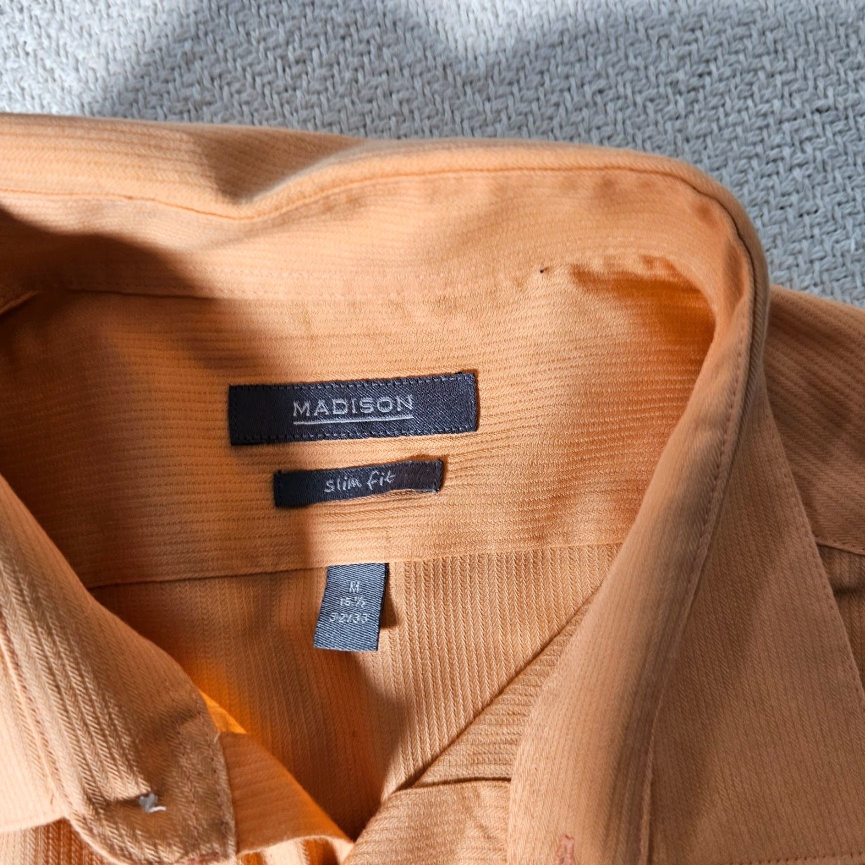 Madison Madison Dress Shirt Men's 15.5 Orange Slim Medium Button Up Collared Size US M / EU 48-50 / 2 - 2 Thumbnail