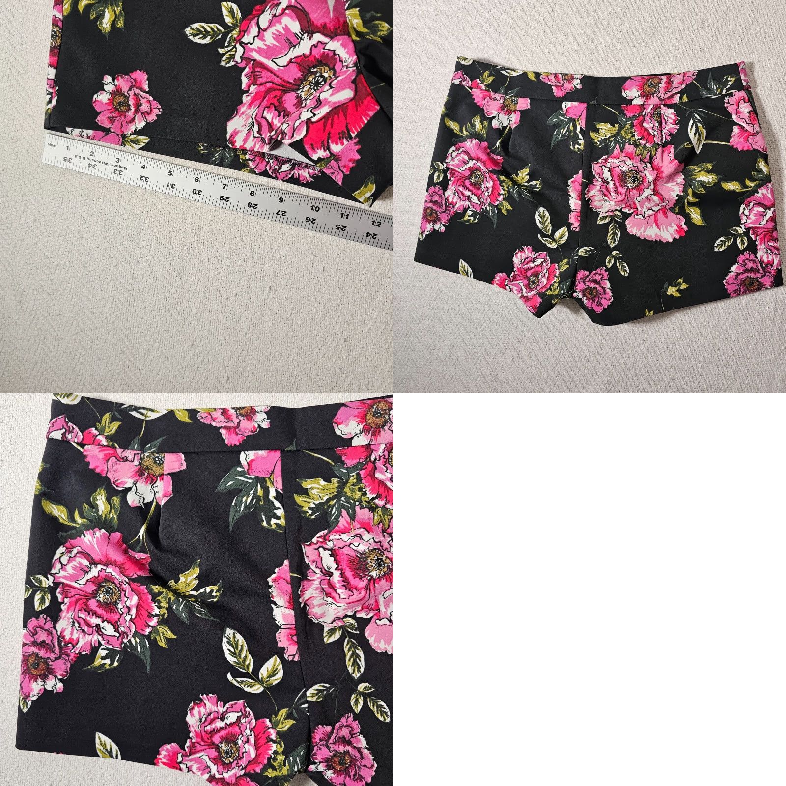 Express Express Black Floral Mid Rise Shorts Size 10 Women's Cuffed Chino Size 32" / US 10 / IT 46 - 8 Thumbnail