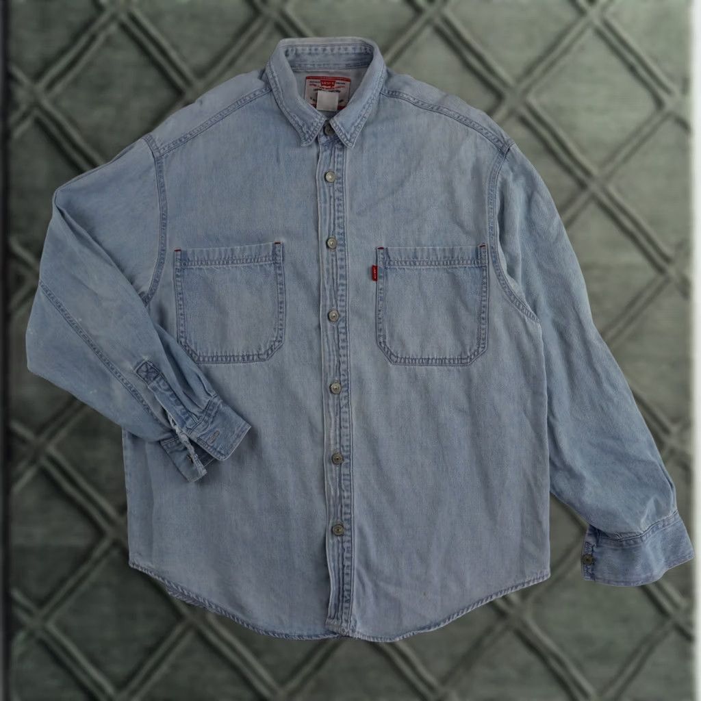 Levi's VINTAGE Levi's Shirt Men XL Blue Denim Jacket with Pockets Size US 36 / EU 52 - 1 Thumbnail