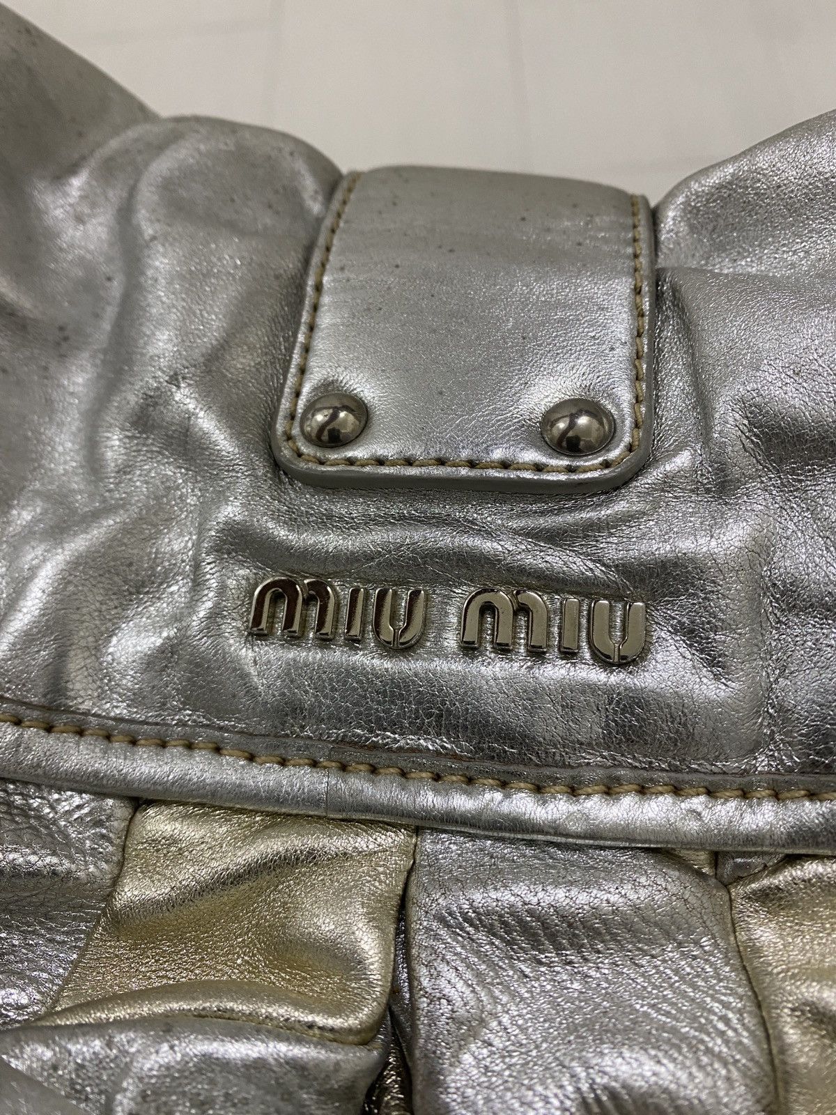 Designer × Miu Miu Miu Miu Coffer Patchwork Metallic Silver & Gold leather Size ONE SIZE - 3 Thumbnail