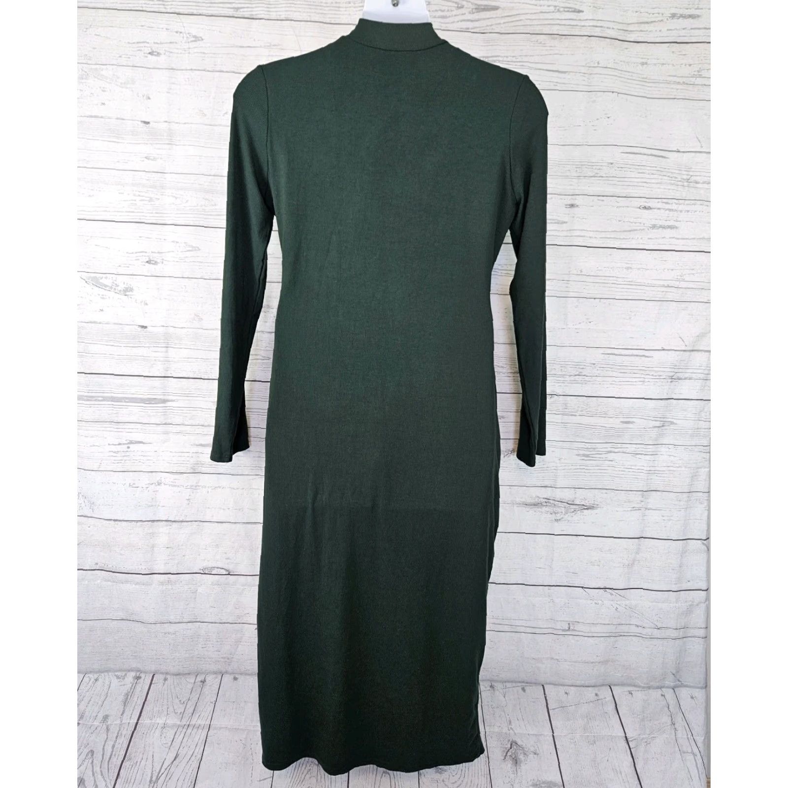 Vintage REMI x Revolve Womens Lori Midi Dress 1X Green Ribbed Long Sleeve Cutout Dress Size XL / US 12-14 / IT 48-50 - 3 Thumbnail