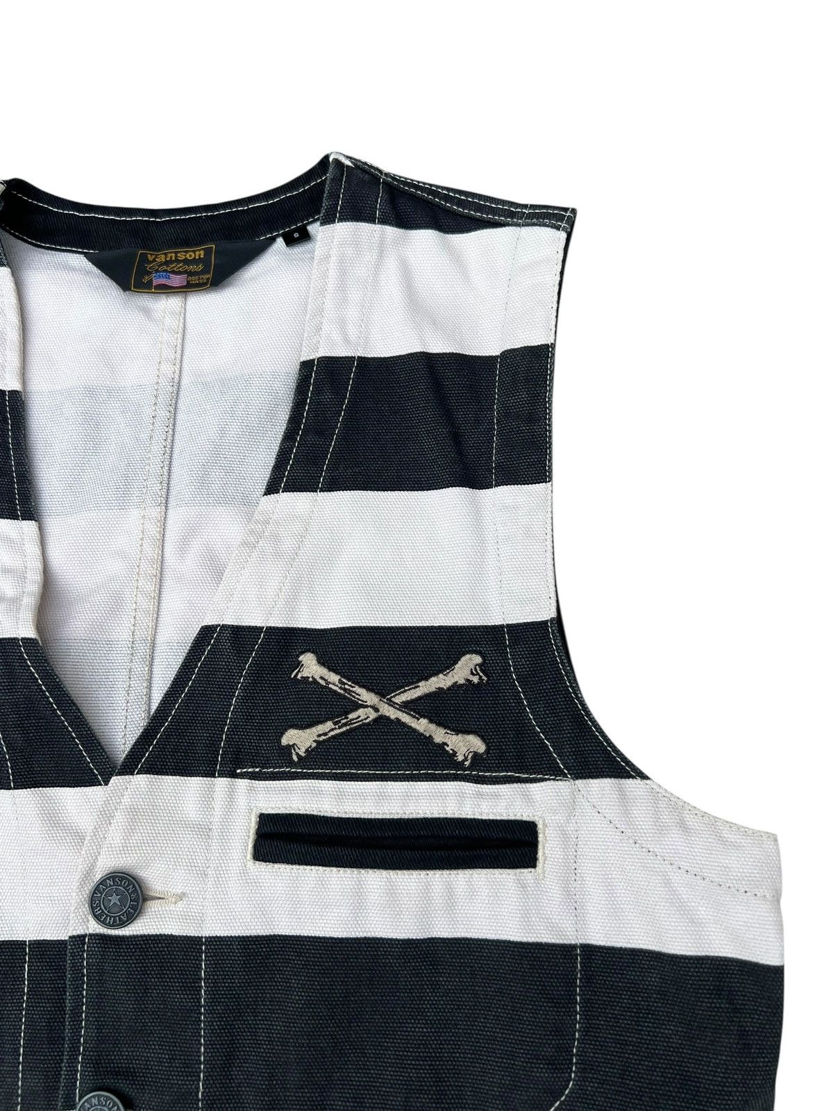Vanson Leathers Vanson Cottons Jailer Border Striped Cotton Canvas Vest Size US S / EU 44-46 / 1 - 9 Thumbnail
