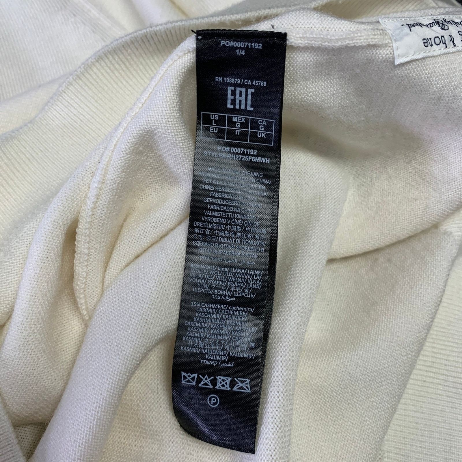 Rag & Bone RAG & BONE L Cream Grey Knitted Wool Cashmere Button Polo Size US L / EU 52-54 / 3 - 5 Thumbnail
