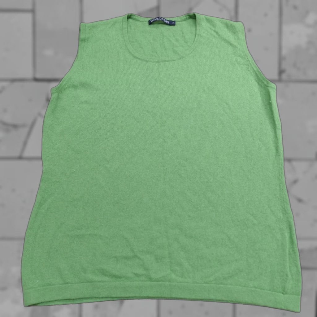 Vintage Woolovers Womens Vest XL Green 100% Wool Pullover Knit Vest Winter Casual Round Neck Sleeveless Regular Fit Size XL / US 12-14 / IT 48-50 - 1 Thumbnail