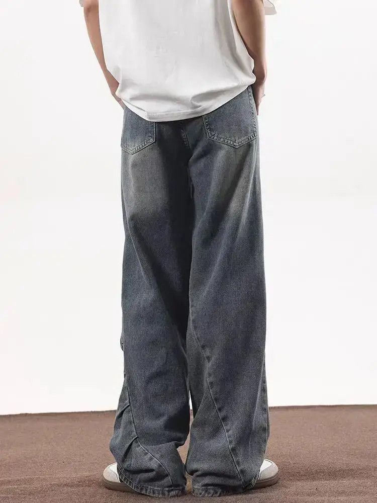 Japanese Brand Irregularly pleated baggy wide-leg jeans Size US 32 / EU 48 - 5 Thumbnail