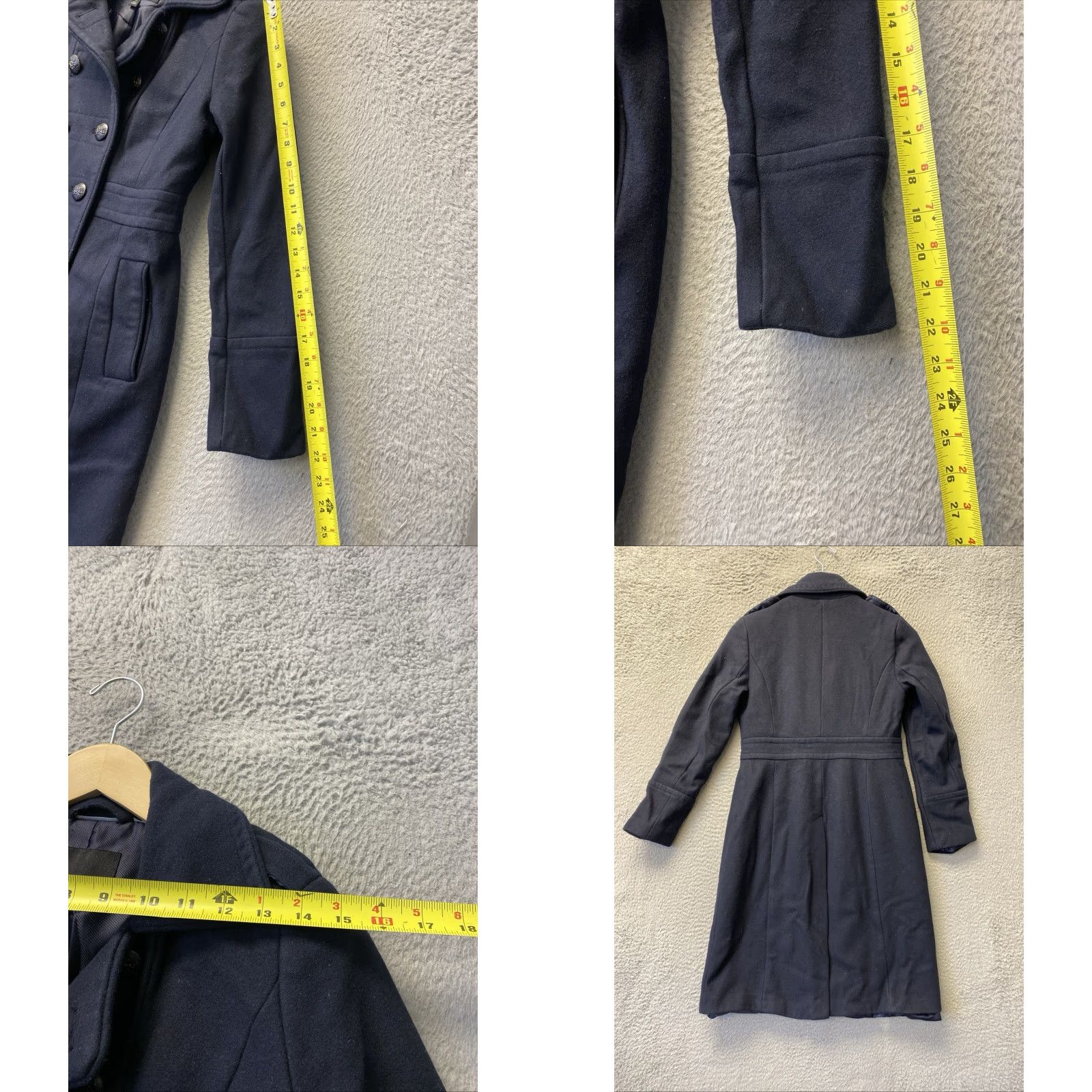 Banana Republic Banana Republic Italian Melton Military Coat Women’s Size 0 Navy Blue Trench Coat Button Closure Casual Winter Fall Wool Blend Double Cloth Size XS / US 0-2 / IT 36-38 - 8 Thumbnail