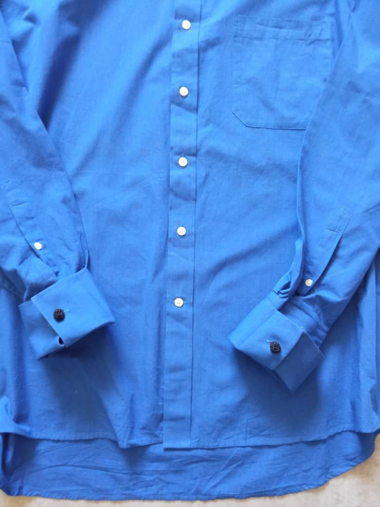 Christian Dior Monsieur RARE CHRISTIAN DIOR BLUE SHIRT WHITE COLLAR BUTTON UP Y2K Size US L / EU 52-54 / 3 - 8 Thumbnail