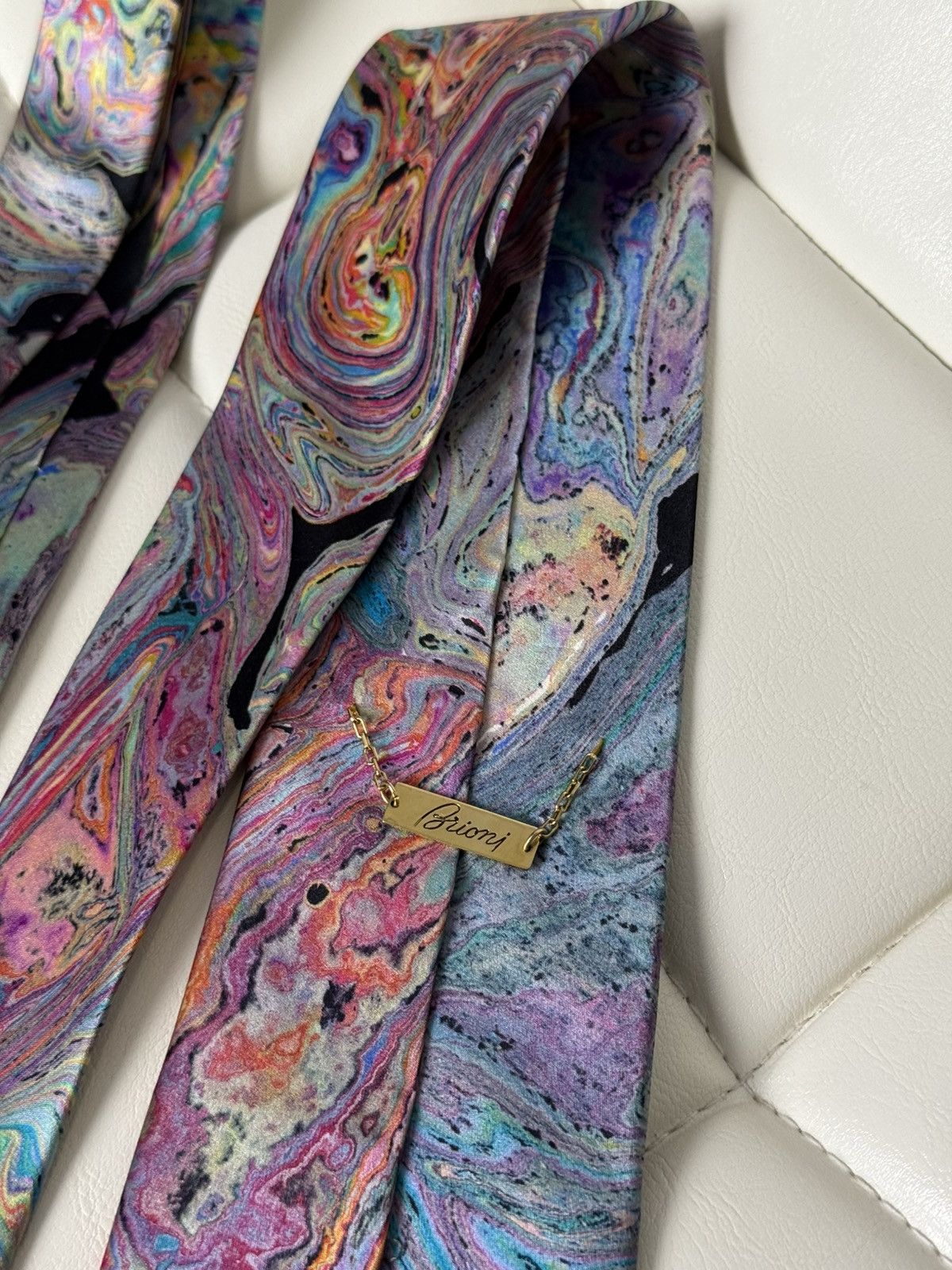 Brioni Brioni Men’s Silk Tie Abstract Marble Swirl Pattern Colorful Size ONE SIZE - 5 Thumbnail