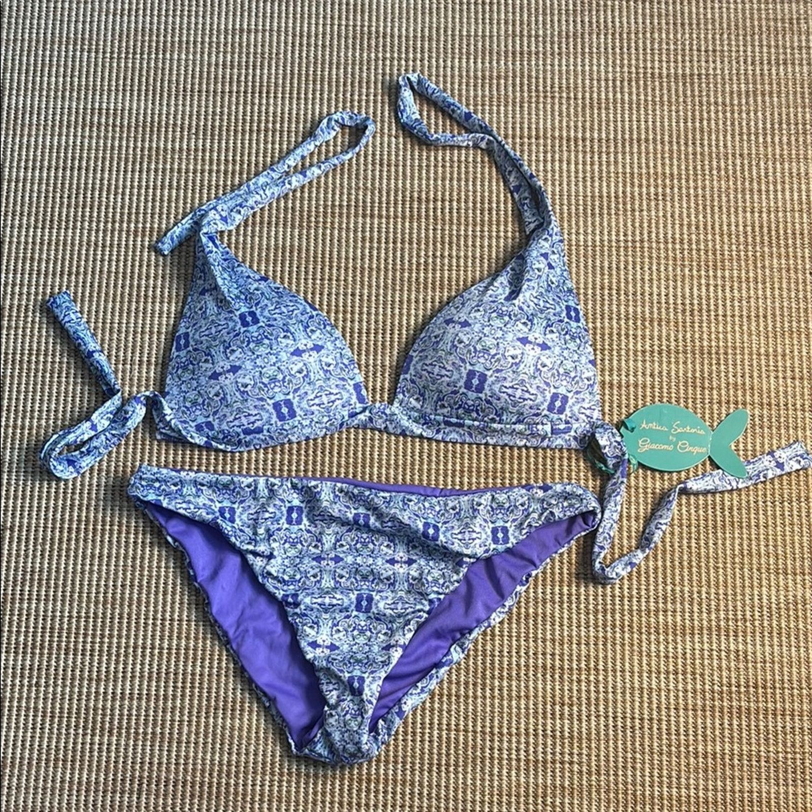 Other NWT Antica Sartoria Positano Blue and Purple Bikini Set L Size ONE SIZE - 1 Thumbnail