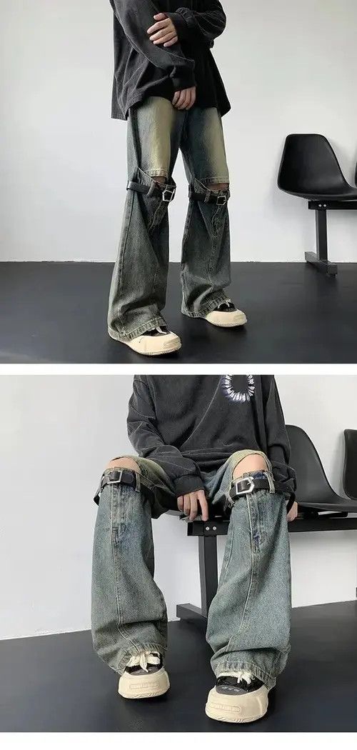 Jean Belt Hollow Flare Jeans Size US 33 - 2 Thumbnail