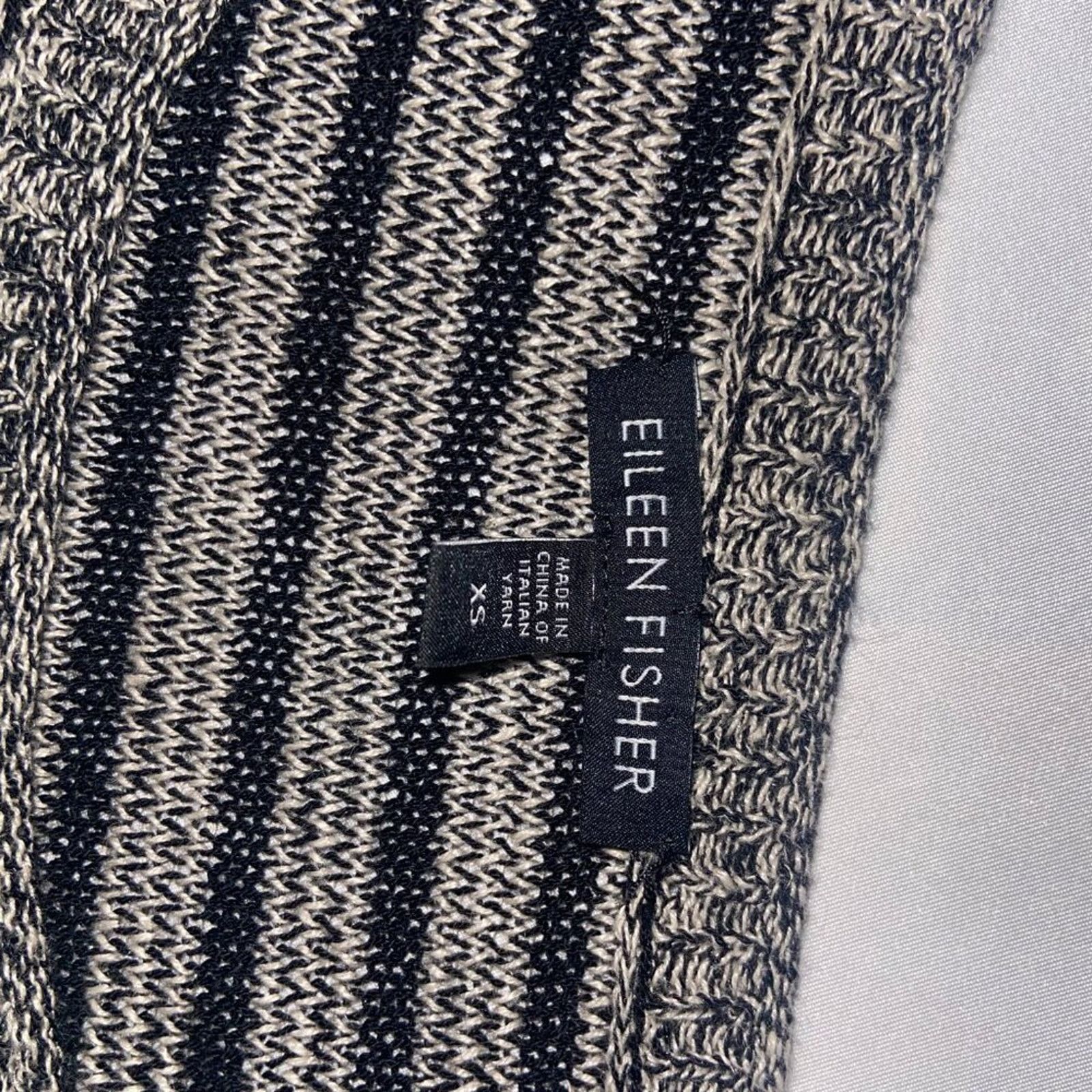 Eileen Fisher Eileen Fisher Wool Linen Stripe Boxy Sweater Italian Yarn Size XS / US 0-2 / IT 36-38 - 5 Thumbnail