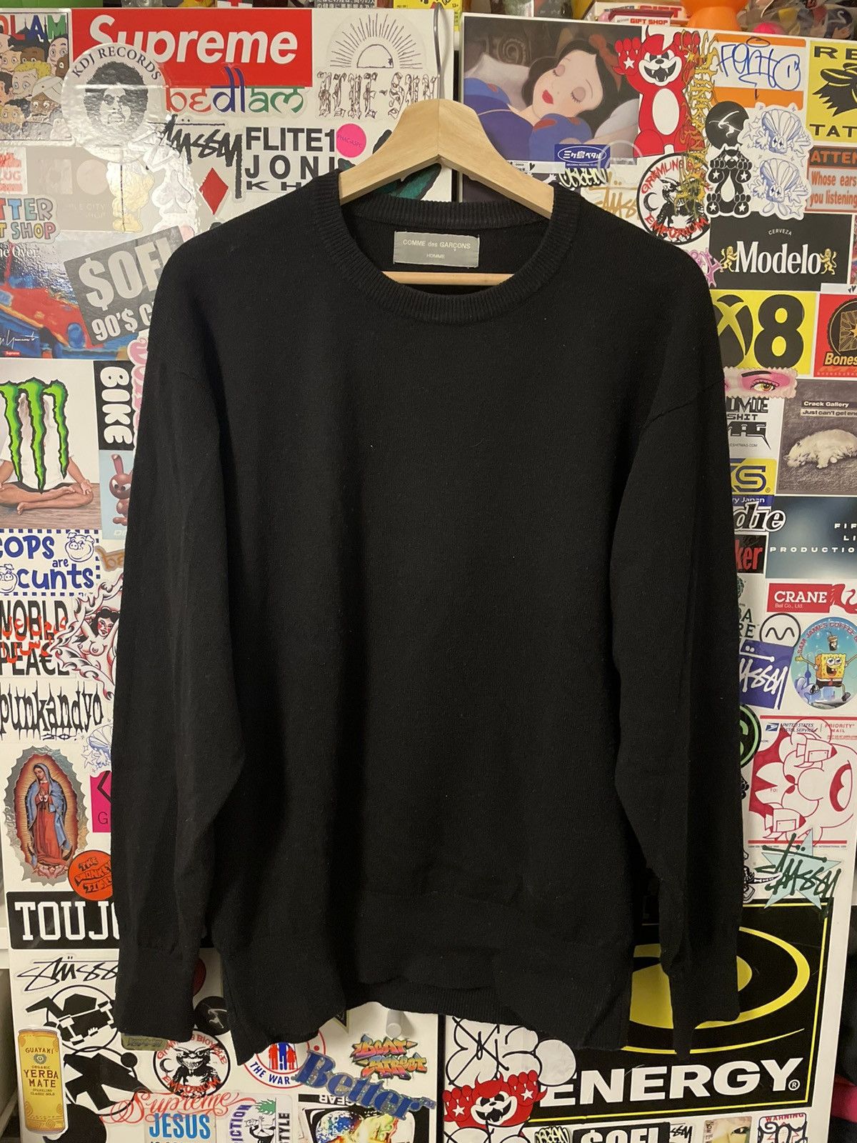 Comme des Garcons Homme AD1993 Black Knit Sweater Size US L / EU 52-54 / 3 - 1 Thumbnail