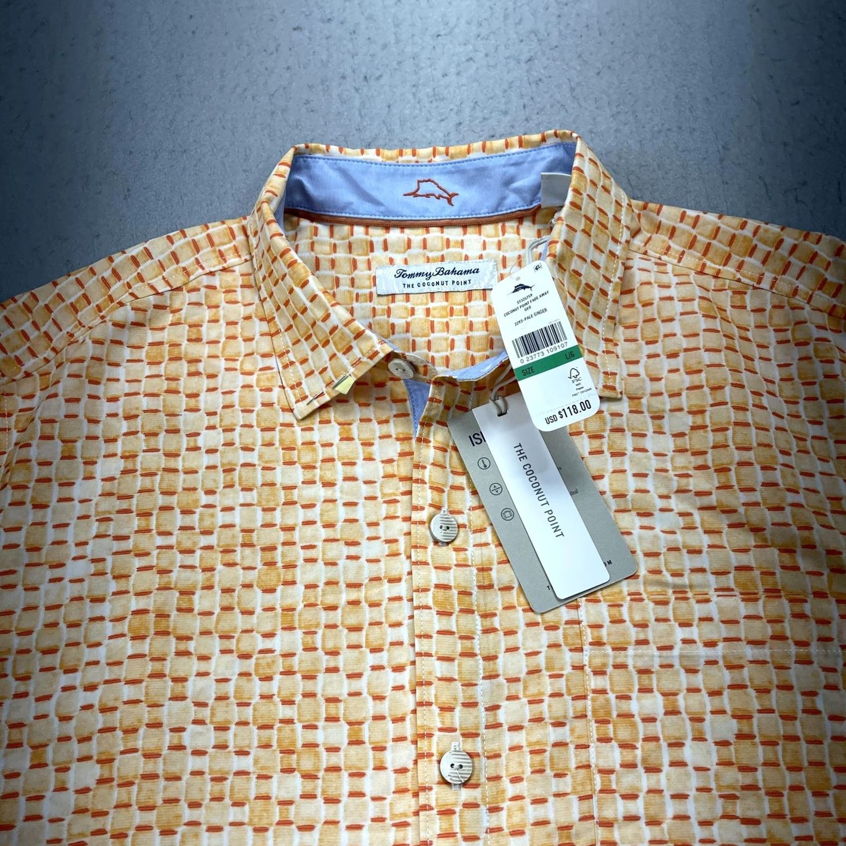 Tommy Bahama Tommy Bahama Shirt Mens L Orange Coconut Point Fade Away Geo IslandZone NWT Size US L / EU 52-54 / 3 - 2 Thumbnail