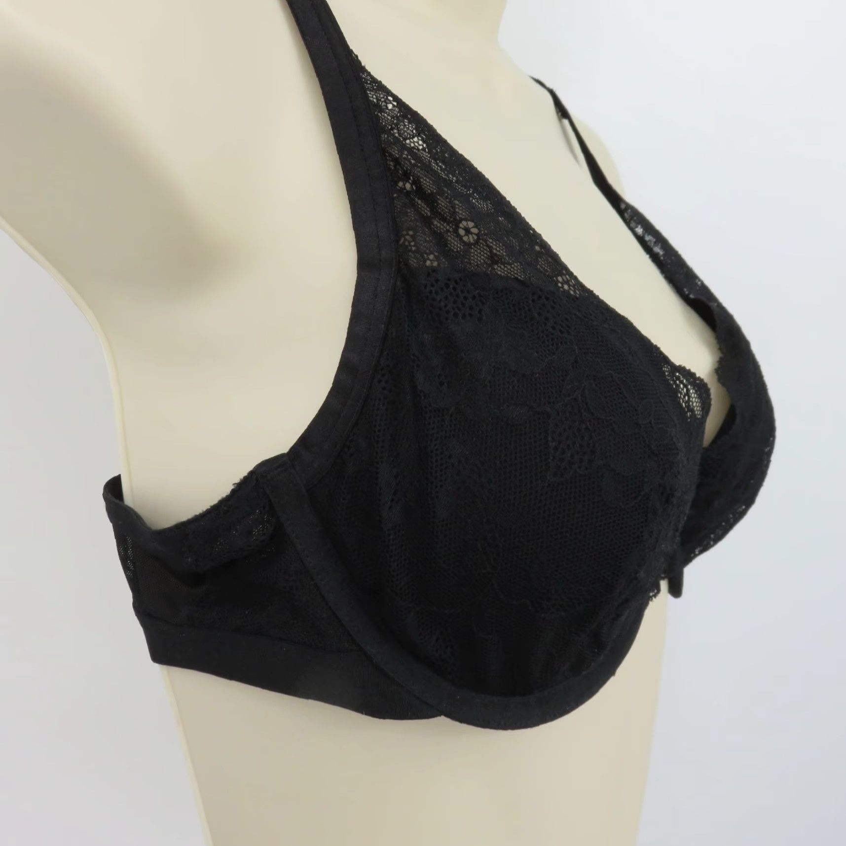 Vintage Soma Bra 34B Lightest Lift Lace Plunge Underwire Black Floral Women T-Shirt Bra Mens? Size ONE SIZE - 2 Thumbnail
