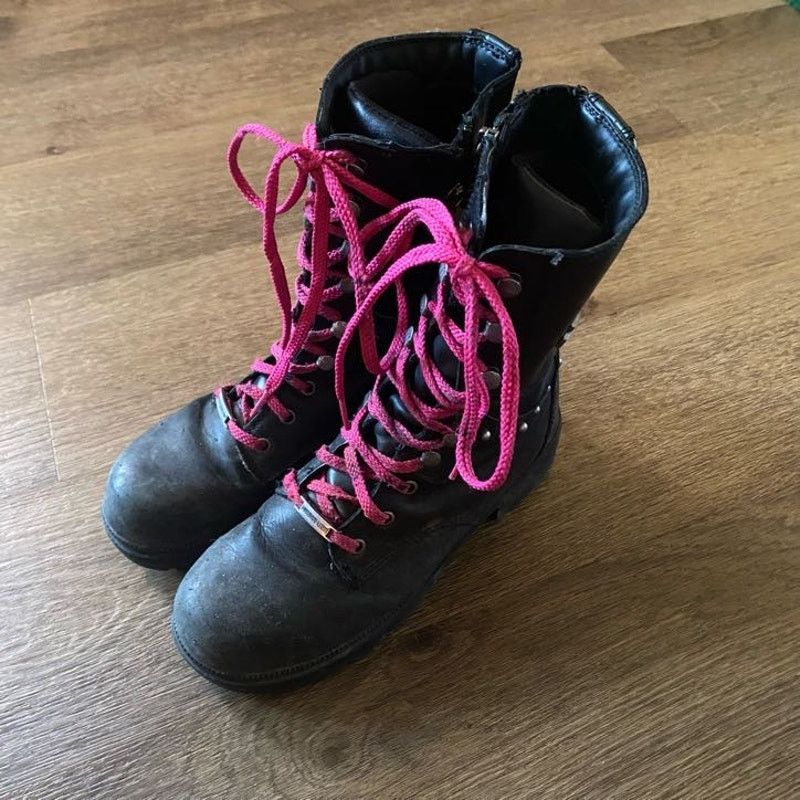 Harley Davidson Harley Davidson Leather Pink Lace-up Boots Size US 9 / IT 39 - 1 Thumbnail