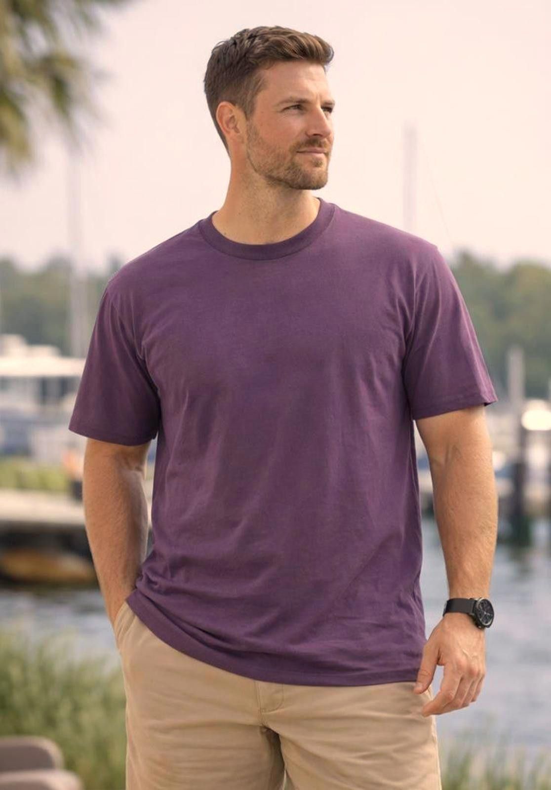 St. Johns Bay St. John's Bay Maroon Crew Neck T-Shirt Casual Comfort 2XL Size US XXL / EU 58 / 5 - 1 Thumbnail