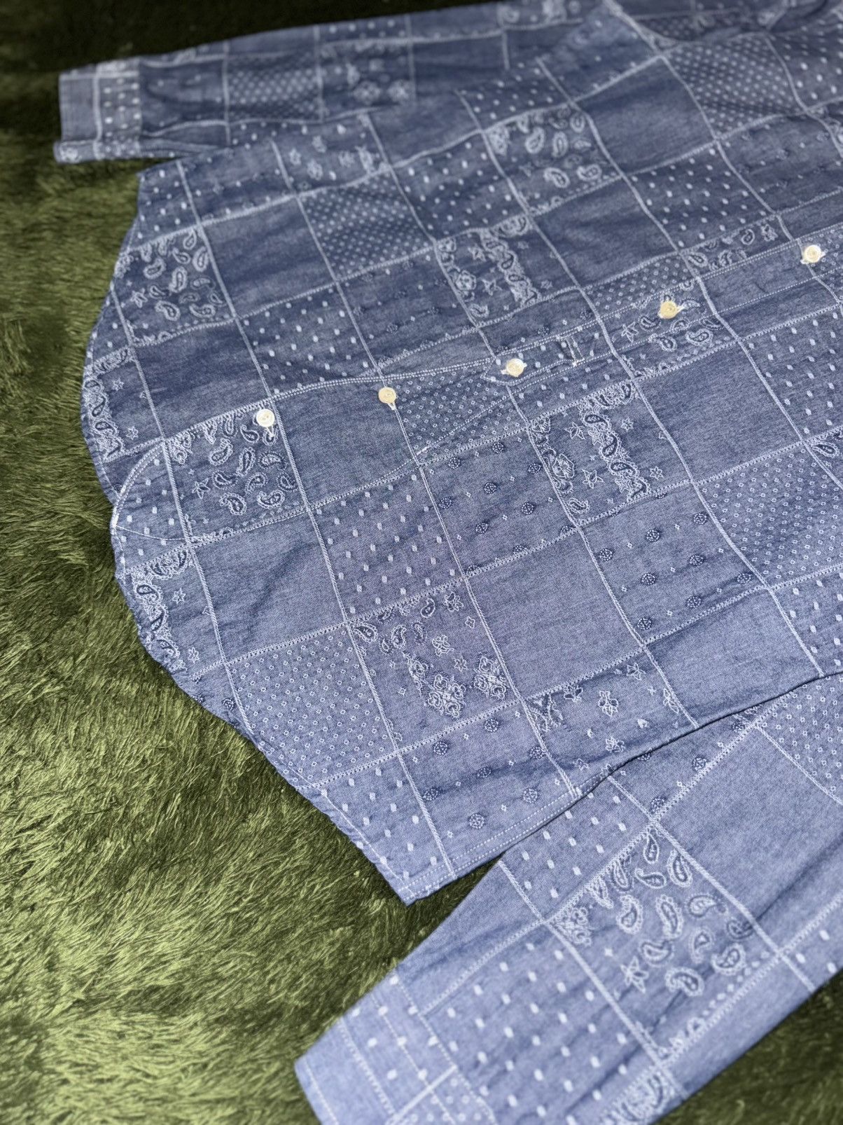 Japanese Brand [42] Customellow MVW Paisley Patchwork Chambray Shirt Size US L / EU 52-54 / 3 - 6 Thumbnail