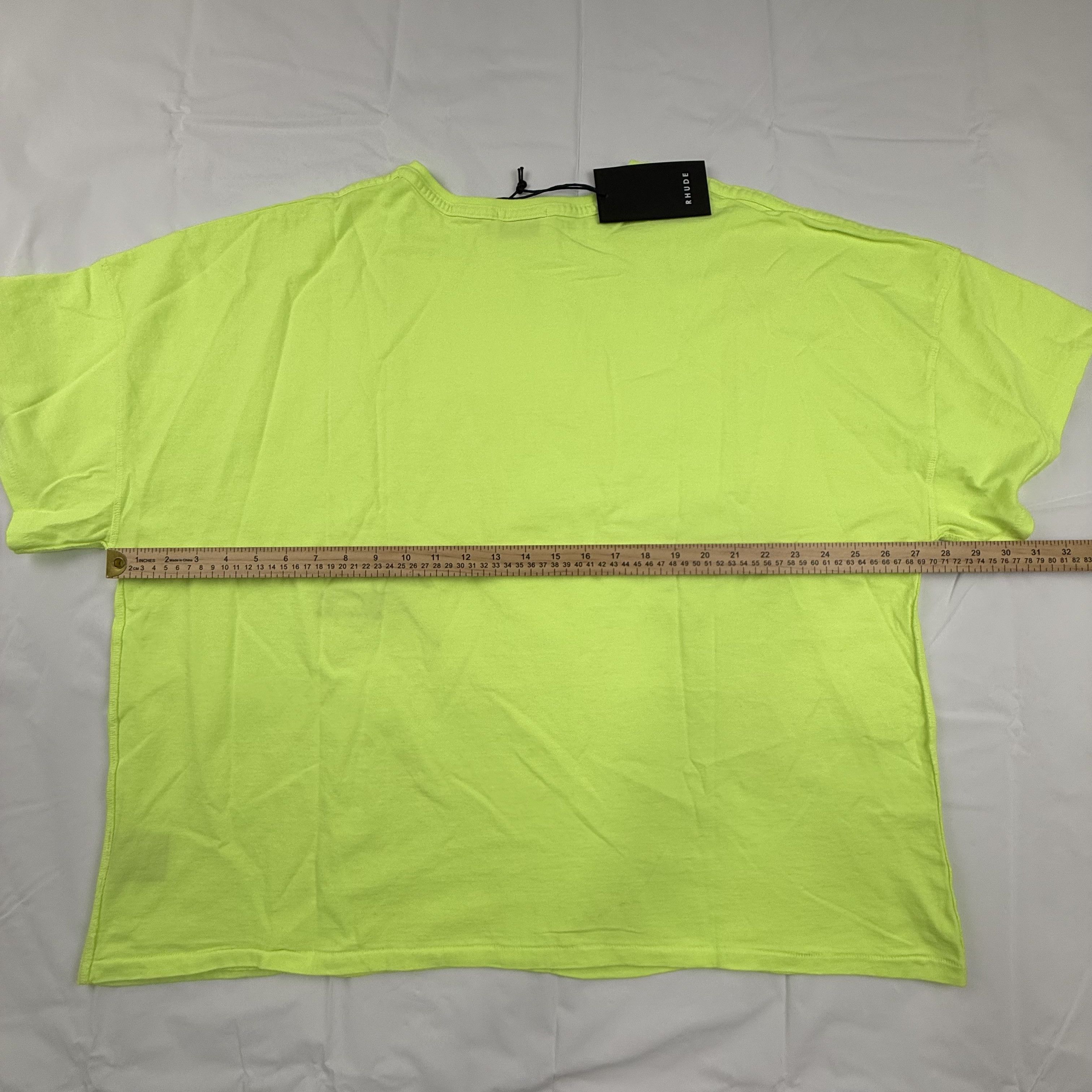 Rhude Rhude Mens Neon Yellow Script Logo Boxy T-Shirt XL Size US XL / EU 56 / 4 - 9 Thumbnail