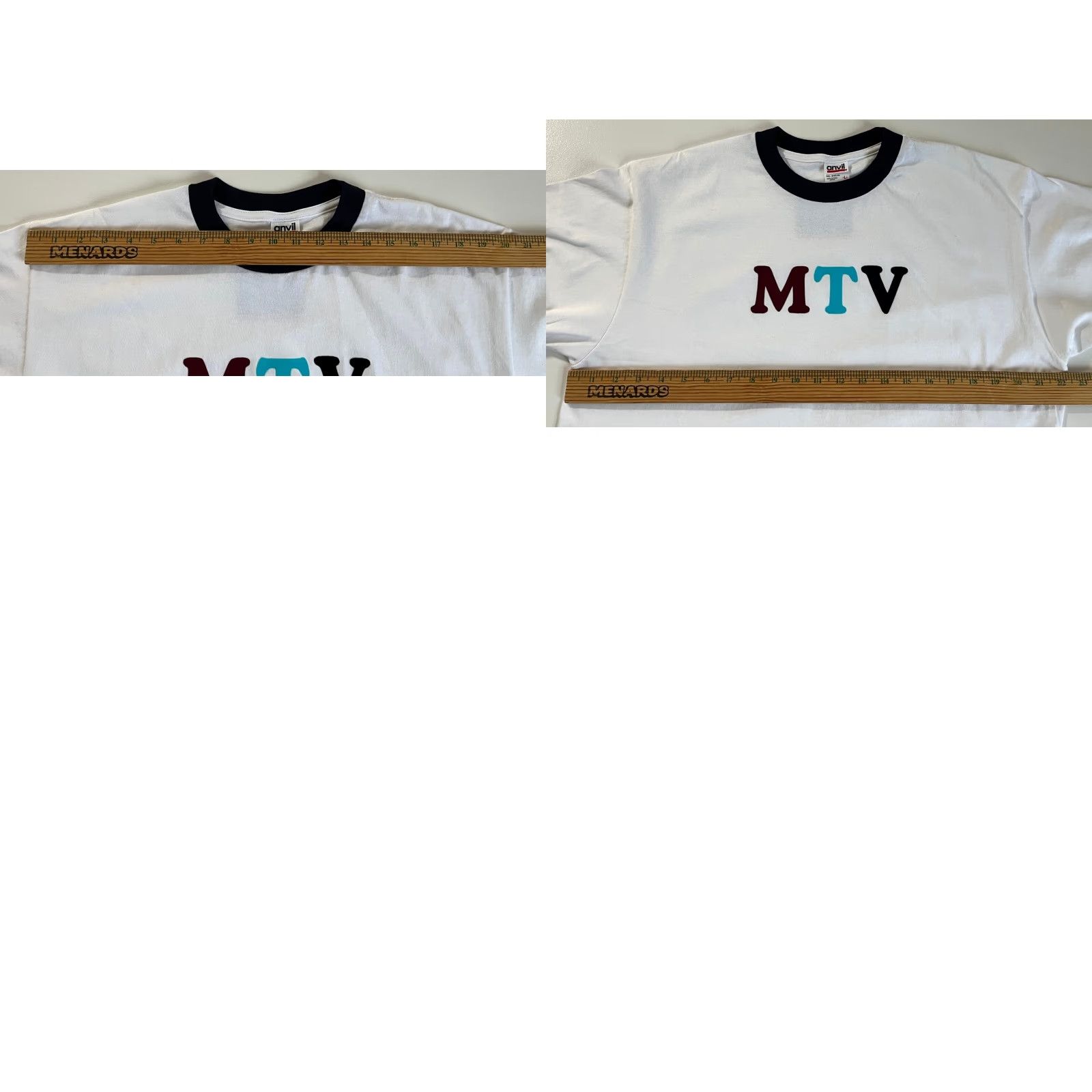 Anvil VINTAGE MTV Video Music Awards Anvil T-Shirt Unisex Adults Short Sleeve Crew Neck White Velvet Print Sz L NOS Size US L / EU 52-54 / 3 - 8 Thumbnail
