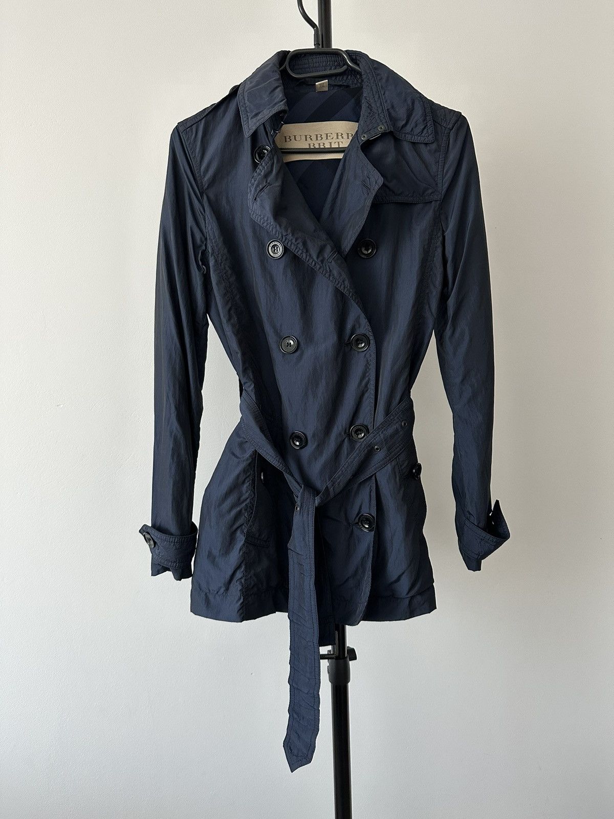 Burberry Burberry Brit Navy nylon belted trench coat Size S / US 4 / IT 40 - 1 Thumbnail
